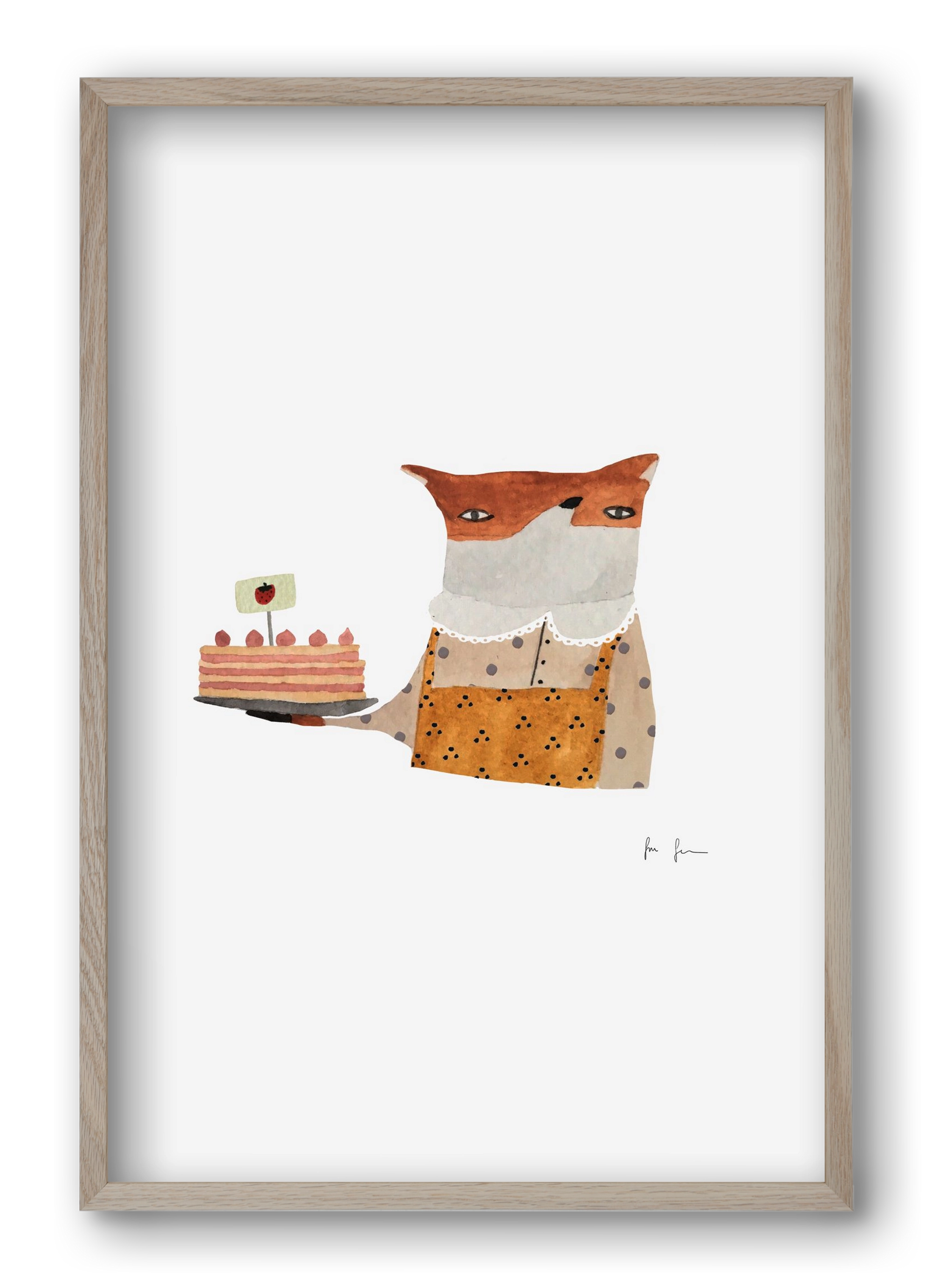 Cukrász róka, 40x60 cm (40x60 cm), Tölgy keret