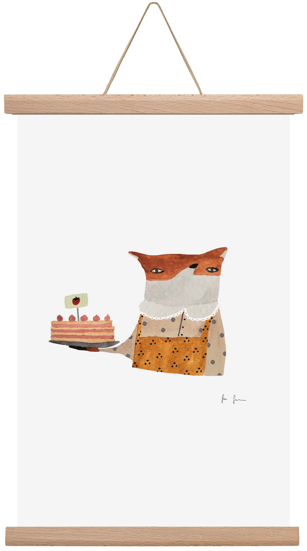 Cukrász róka, 30x45 cm (30x45 cm), Tölgy akasztó