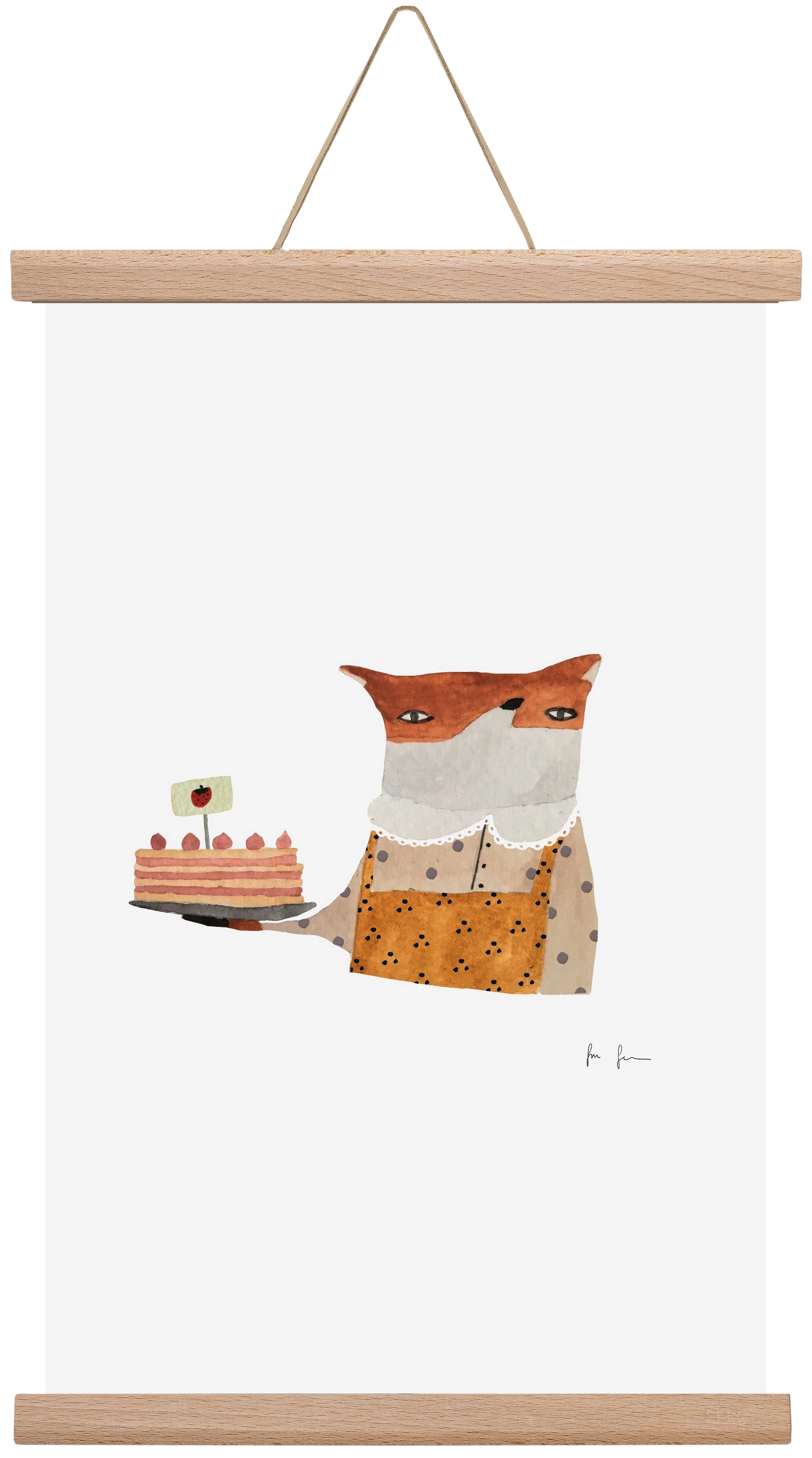 Cukrász róka, 30x45 cm (30x45 cm), Tölgy akasztó