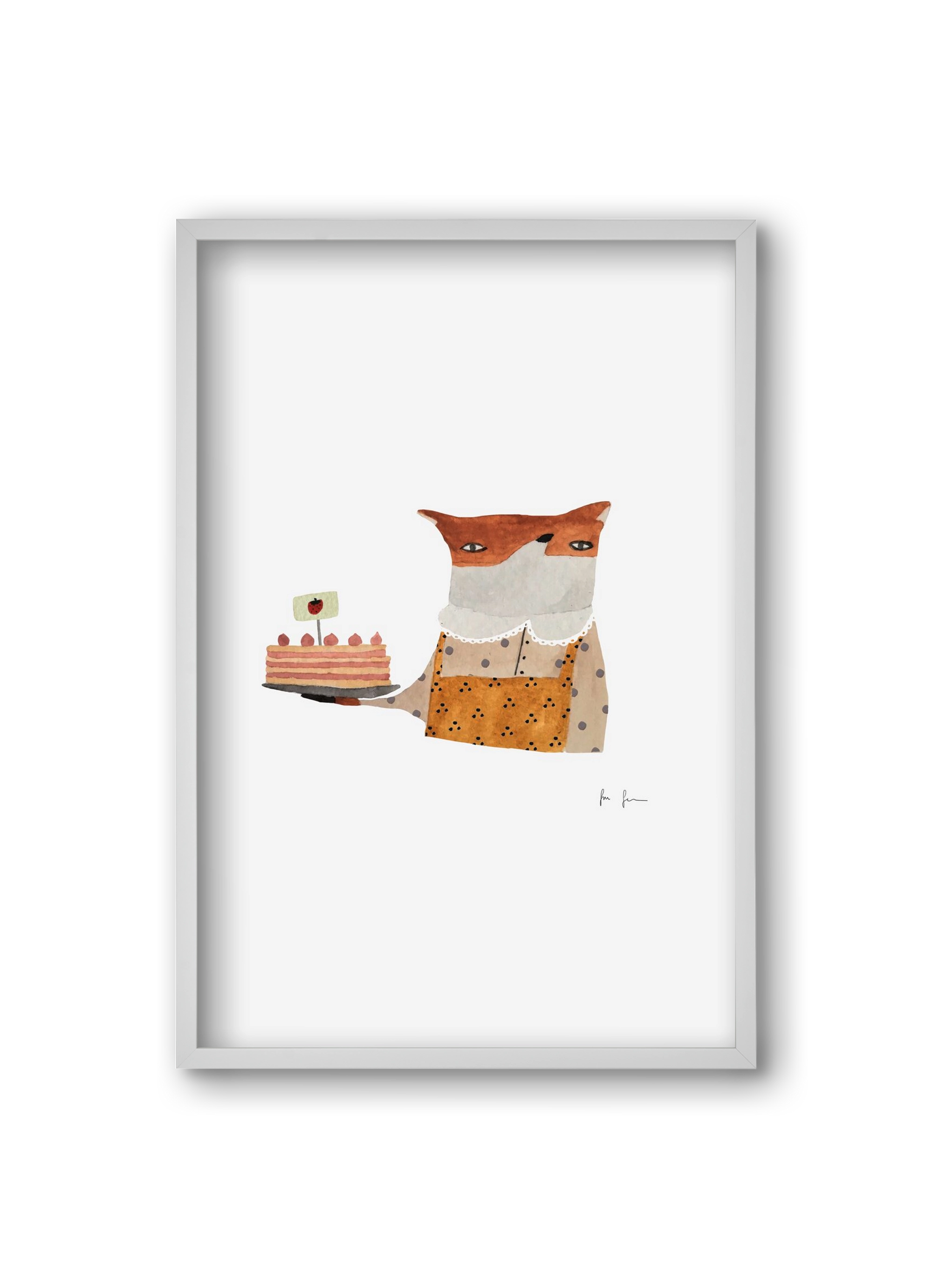 Cukrász róka, 20x30 cm (20x30 cm), Fehér keret