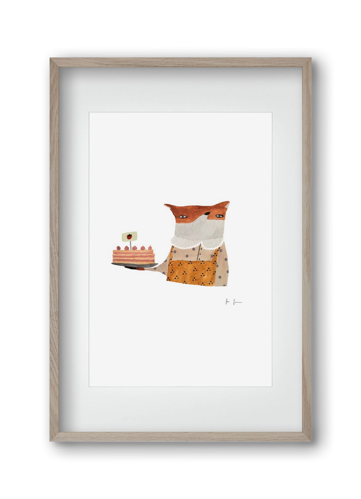 Cukrász róka, 30x45 cm (20x30 cm), Tölgy keret, paszpartuval