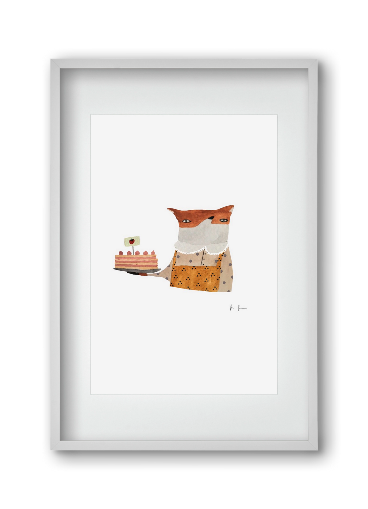 Cukrász róka, 30x45 cm (20x30 cm), Fehér keret, paszpartuval