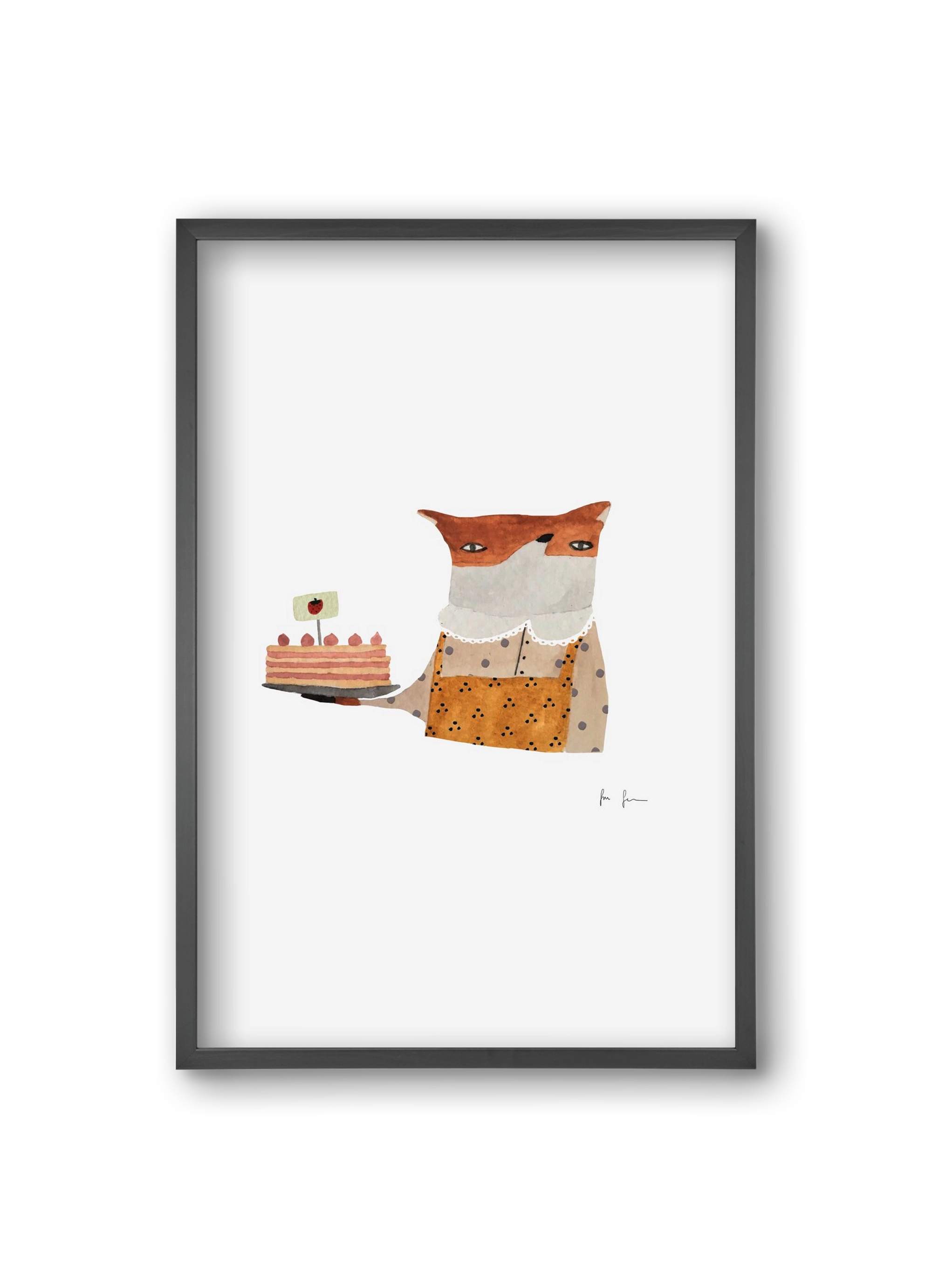 Cukrász róka, 20x30 cm (20x30 cm), Fekete keret