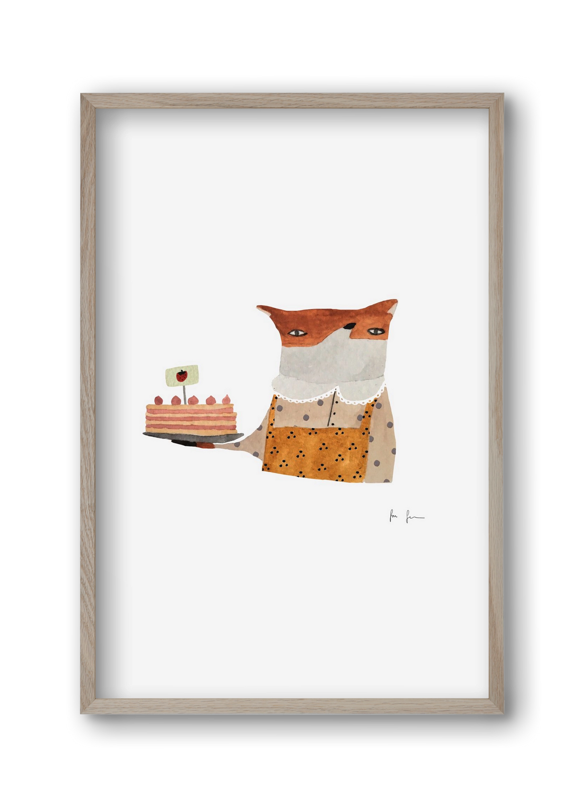 Cukrász róka, 30x45 cm (30x45 cm), Tölgy keret