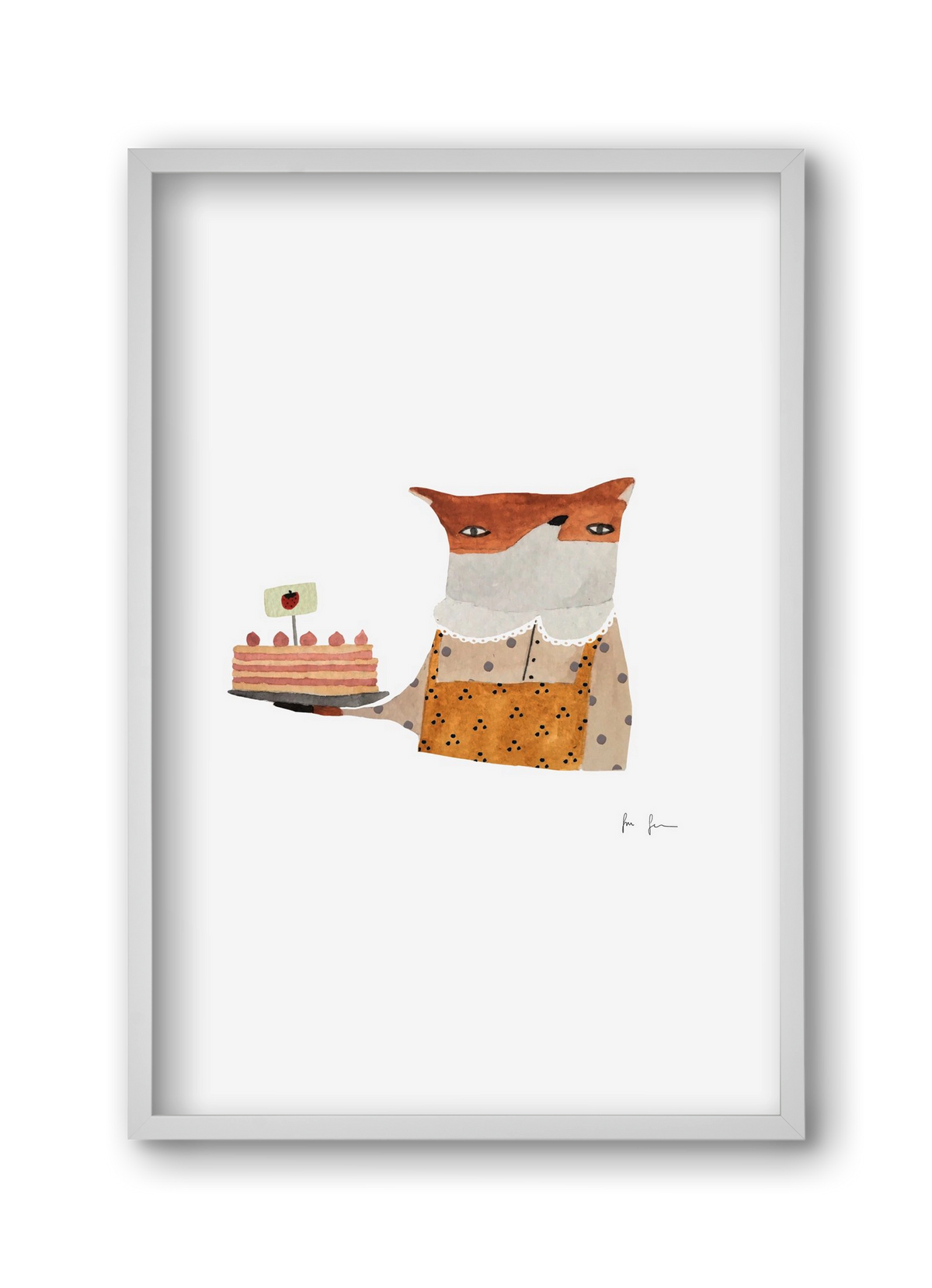 Cukrász róka, 30x45 cm (30x45 cm), Fehér keret