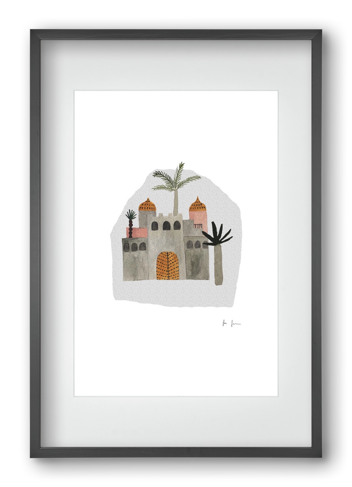 Palota, 40x60 cm (30x45 cm), Fekete keret, paszpartuval