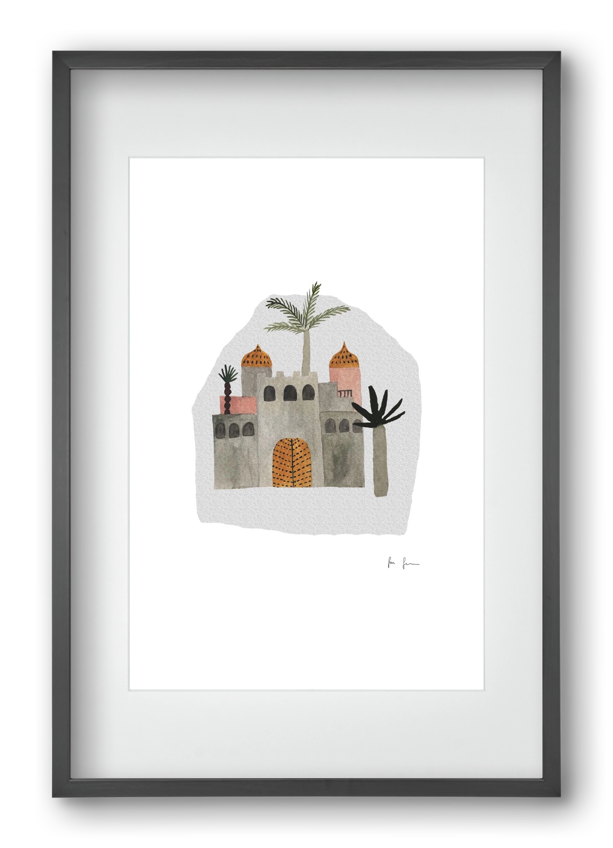 Palota, 40x60 cm (30x45 cm), Fekete keret, paszpartuval