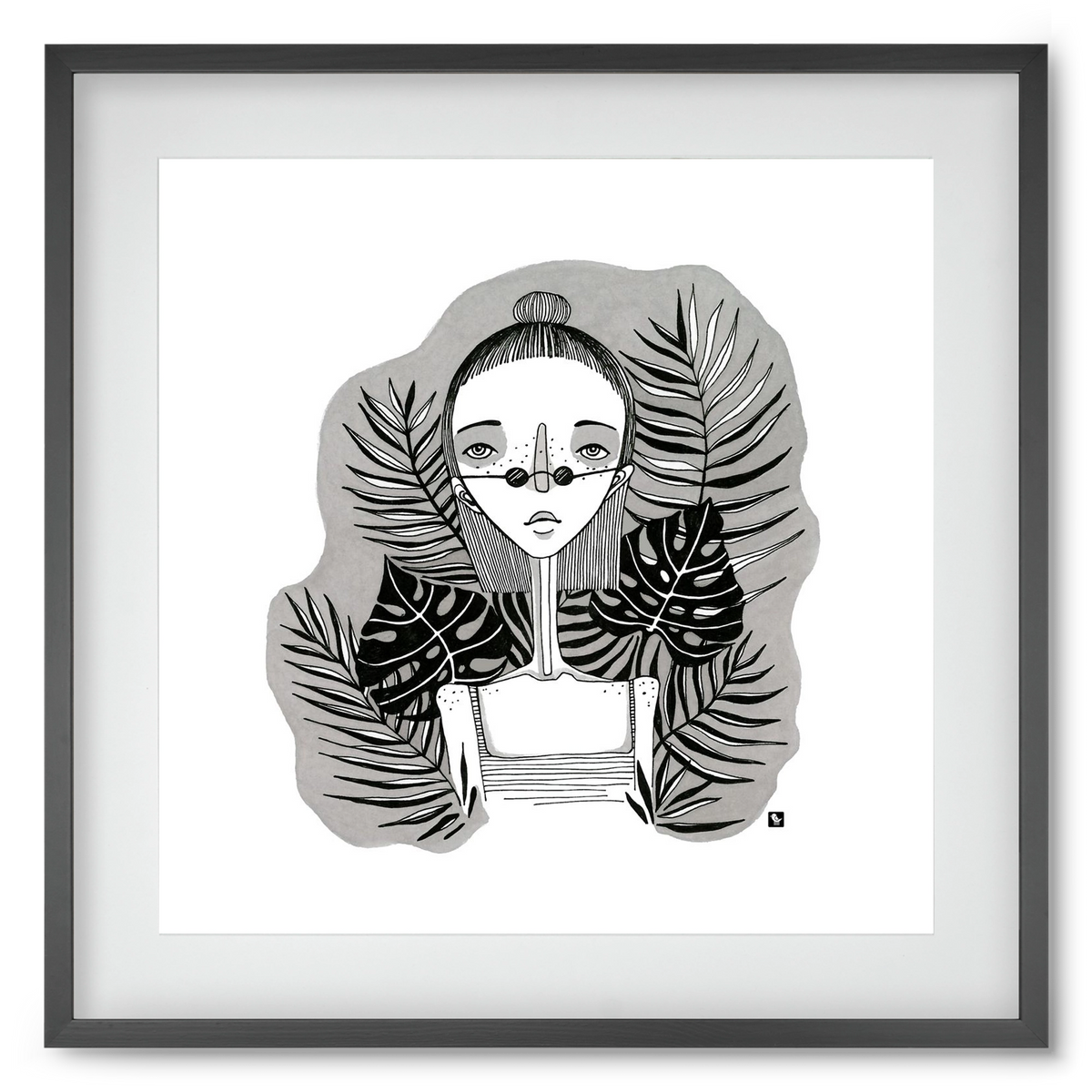 Floryn, 50x50 cm (40x40 cm), Fekete keret, paszpartuval