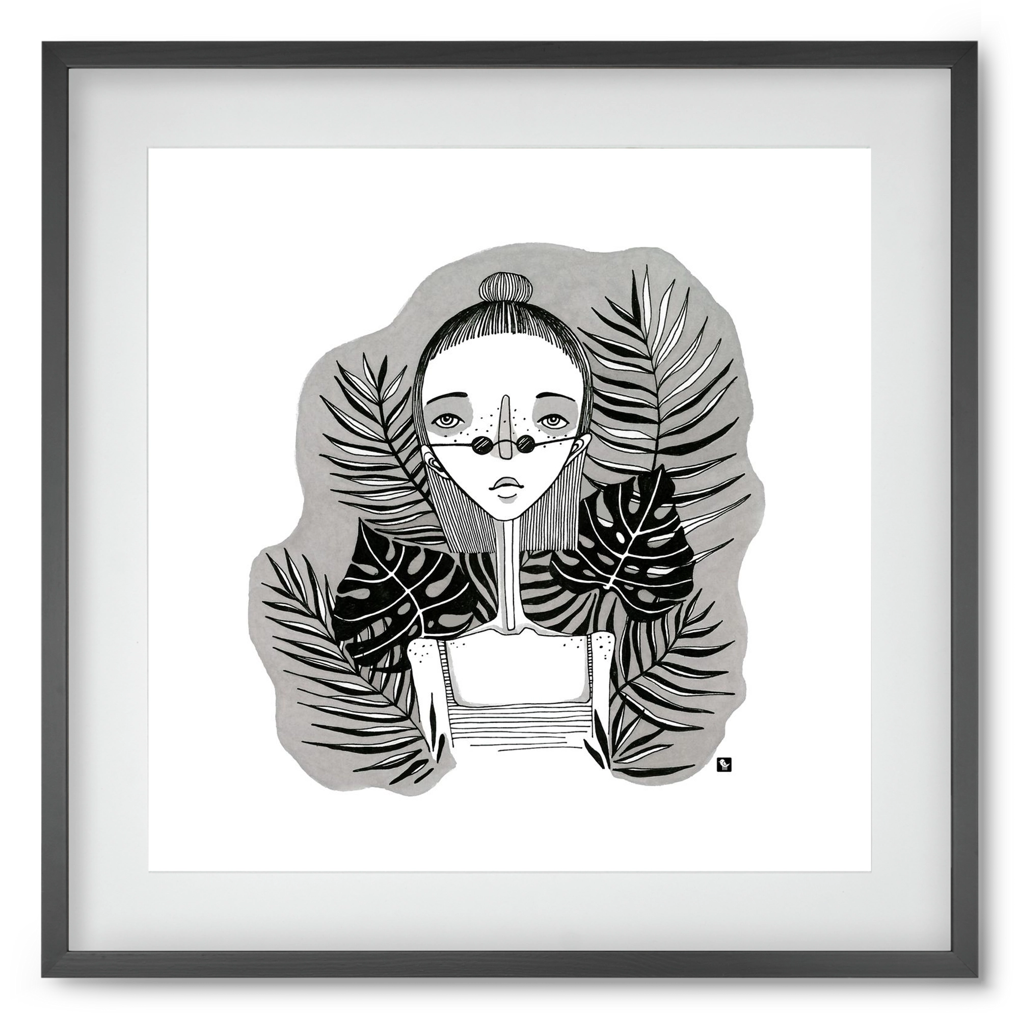 Floryn, 50x50 cm (40x40 cm), Fekete keret, paszpartuval