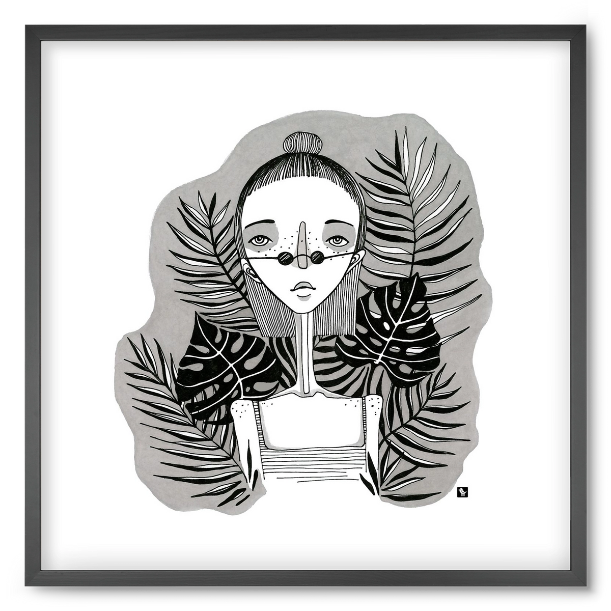 Floryn, 50x50 cm (50x50 cm), Fekete keret