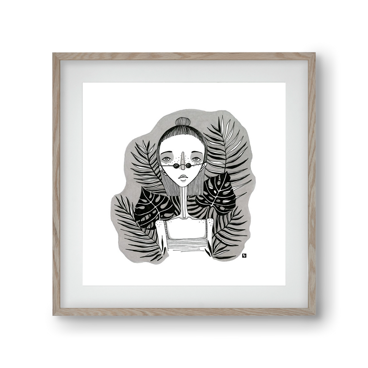 Floryn, 30x30 cm (20x20 cm), Tölgy keret, paszpartuval