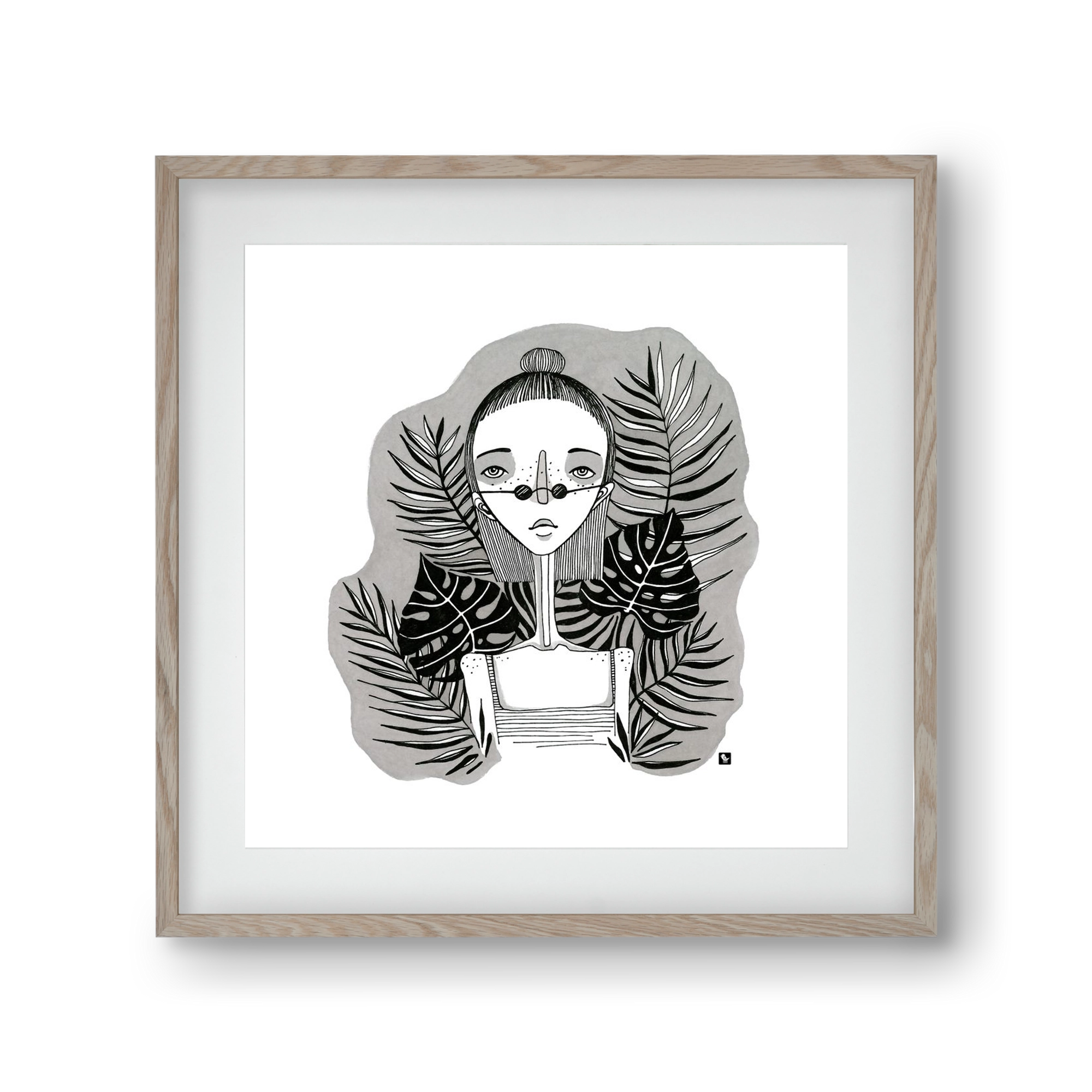 Floryn, 30x30 cm (20x20 cm), Tölgy keret, paszpartuval