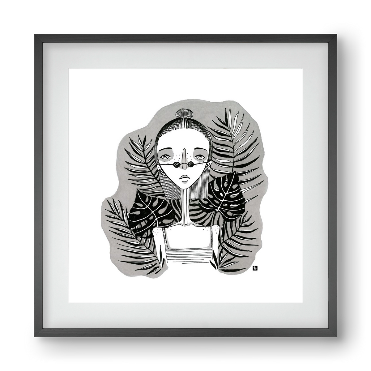 Floryn, 40x40 cm (30x30 cm), Fekete keret, paszpartuval