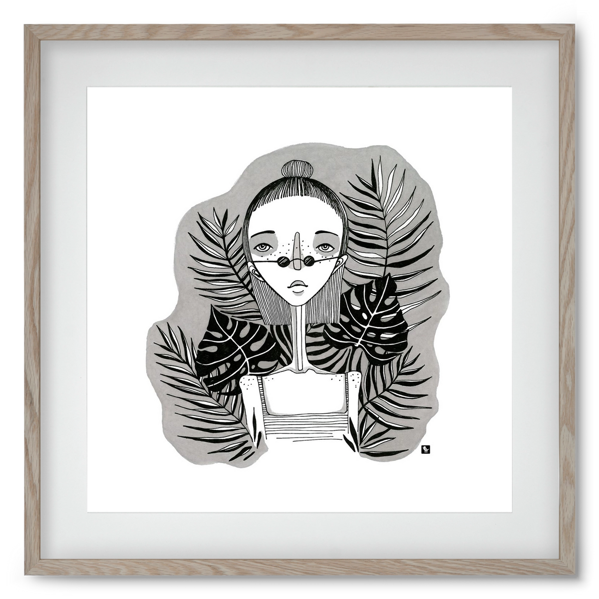 Floryn, 50x50 cm (40x40 cm), Tölgy keret, paszpartuval