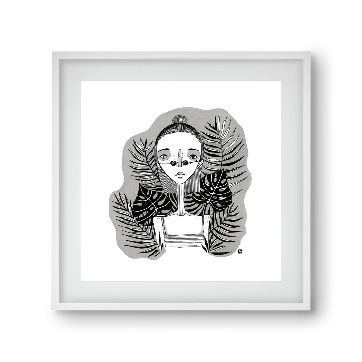 Floryn, 30x30 cm (20x20 cm), Fehér keret, paszpartuval