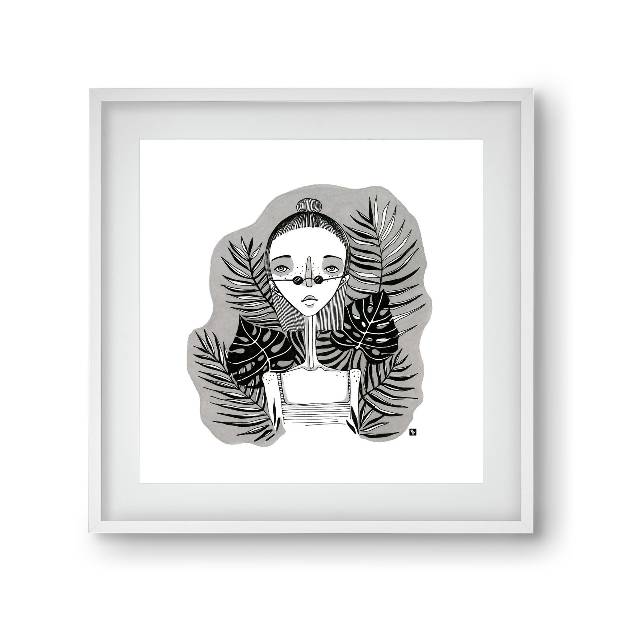 Floryn, 30x30 cm (20x20 cm), Fehér keret, paszpartuval