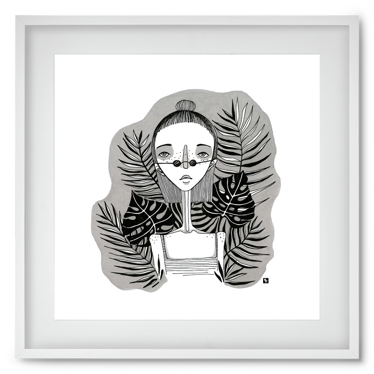 Floryn, 50x50 cm (40x40 cm), Fehér keret, paszpartuval