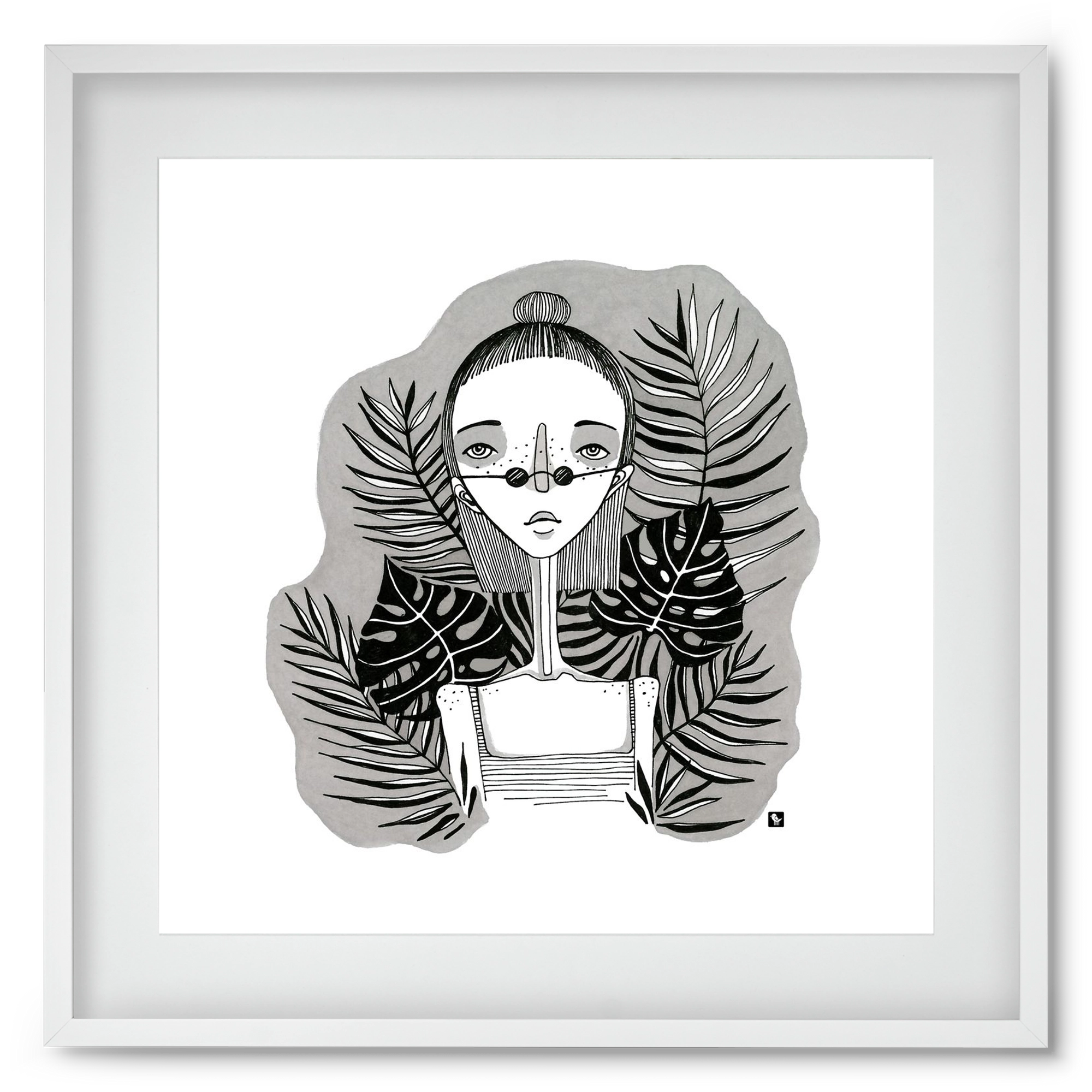 Floryn, 50x50 cm (40x40 cm), Fehér keret, paszpartuval