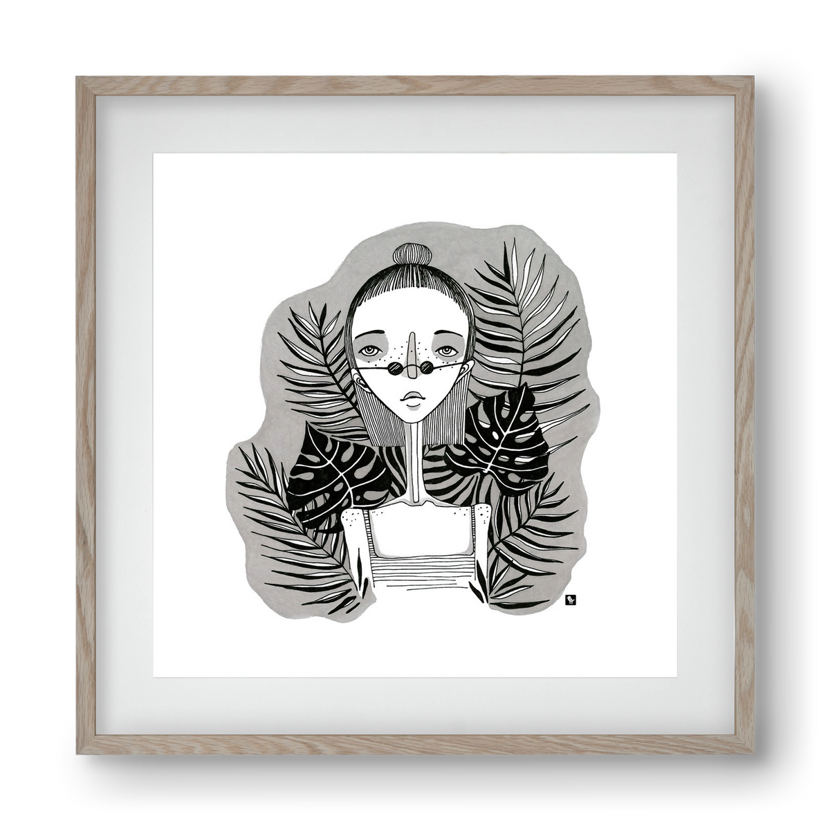 Floryn, 40x40 cm (30x30 cm), Tölgy keret, paszpartuval