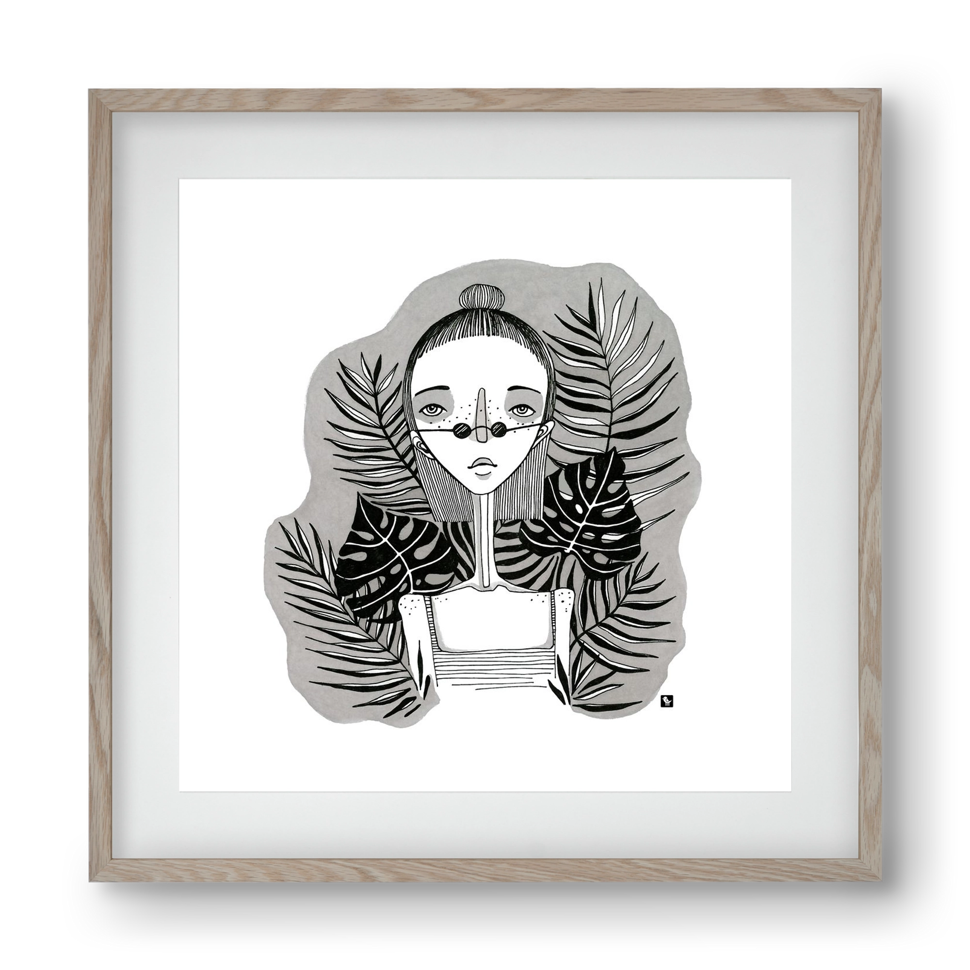 Floryn, 40x40 cm (30x30 cm), Tölgy keret, paszpartuval