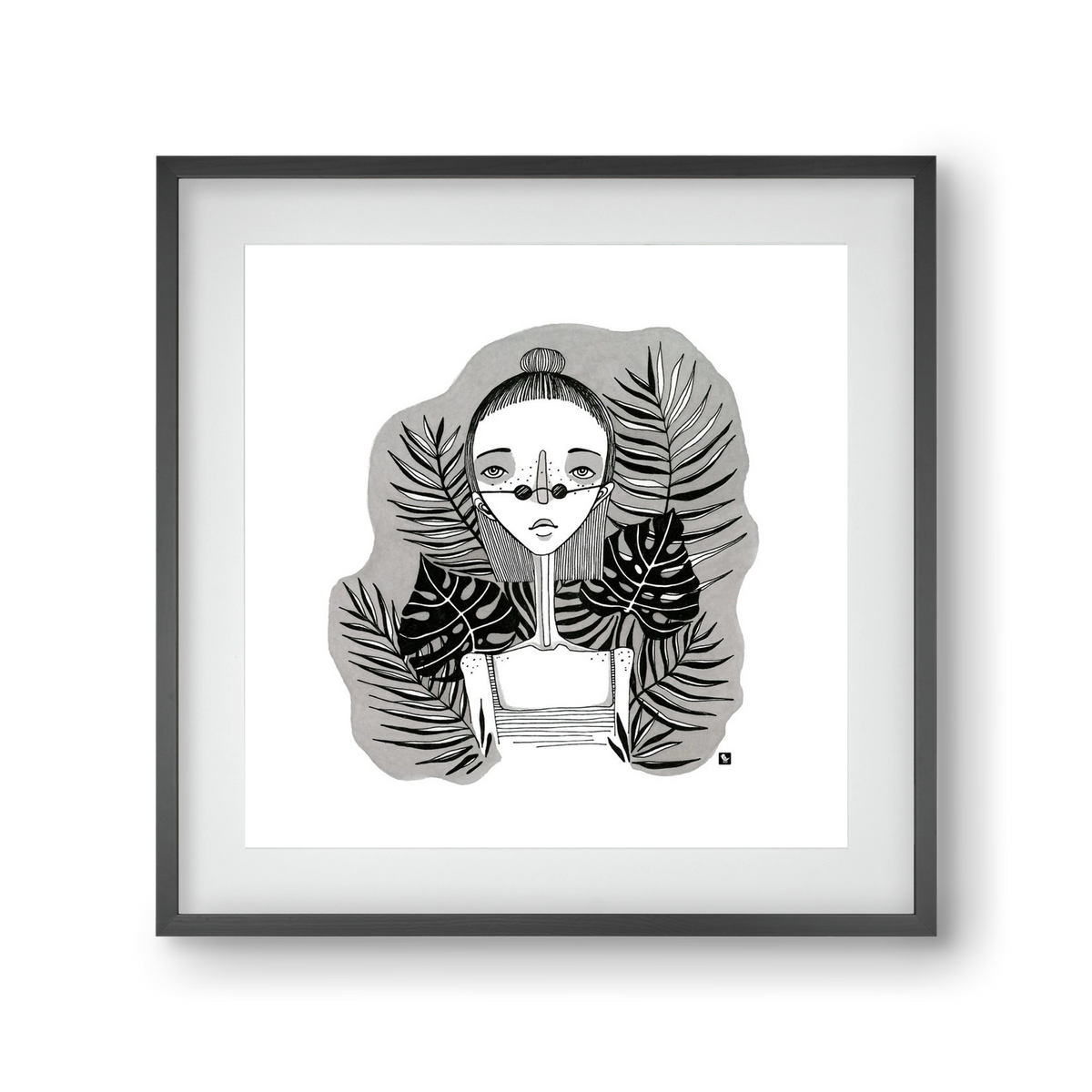 Floryn, 30x30 cm (20x20 cm), Fekete keret, paszpartuval