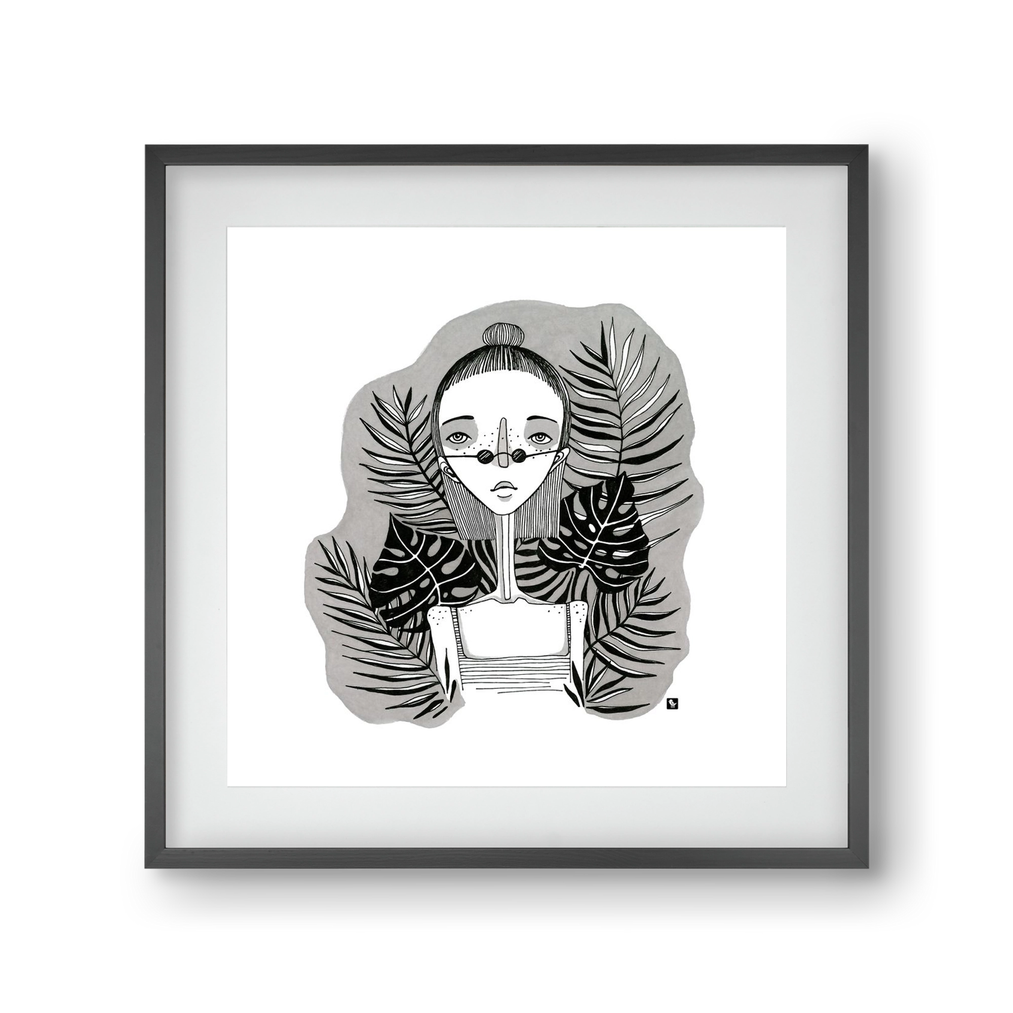 Floryn, 30x30 cm (20x20 cm), Fekete keret, paszpartuval