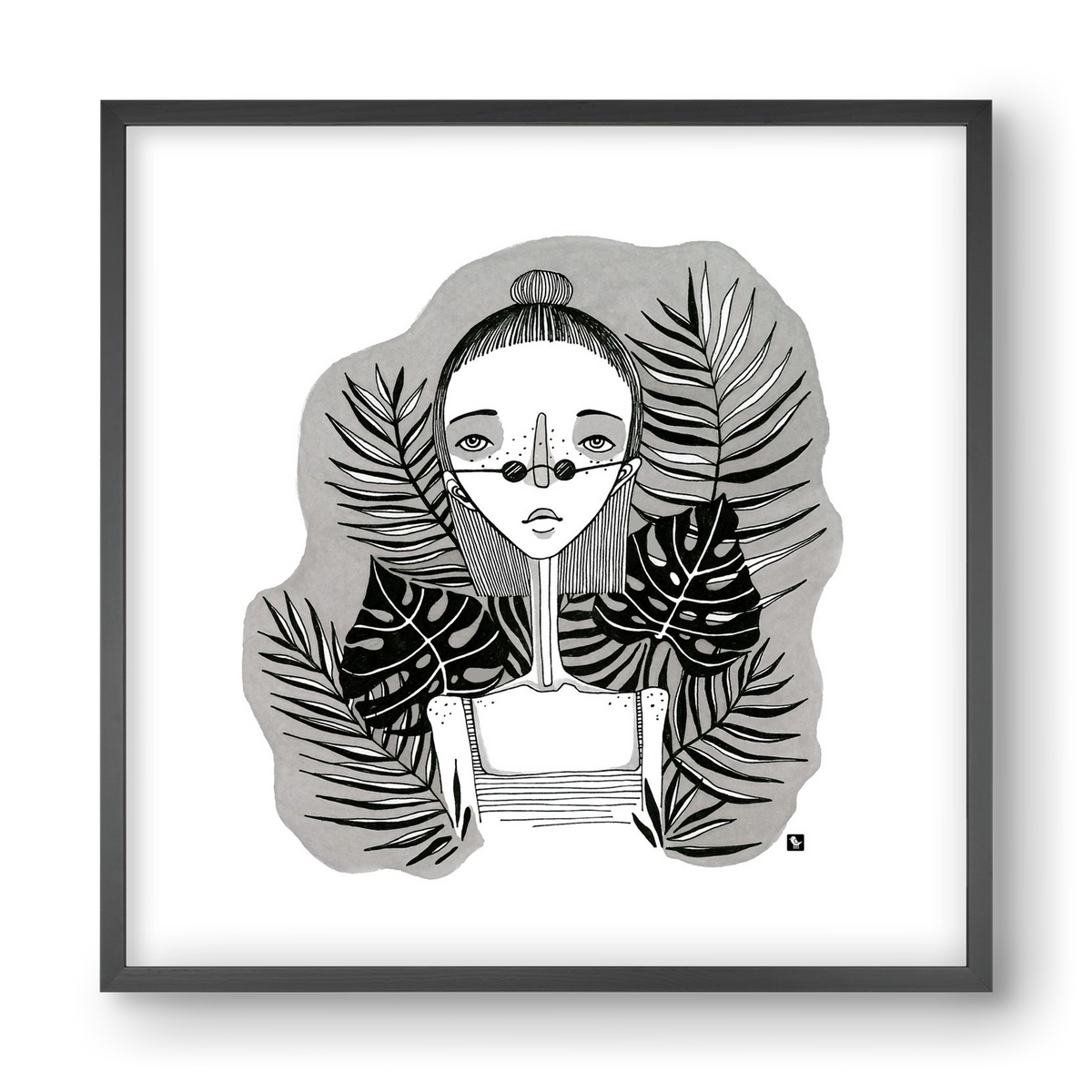 Floryn, 40x40 cm (40x40 cm), Fekete keret