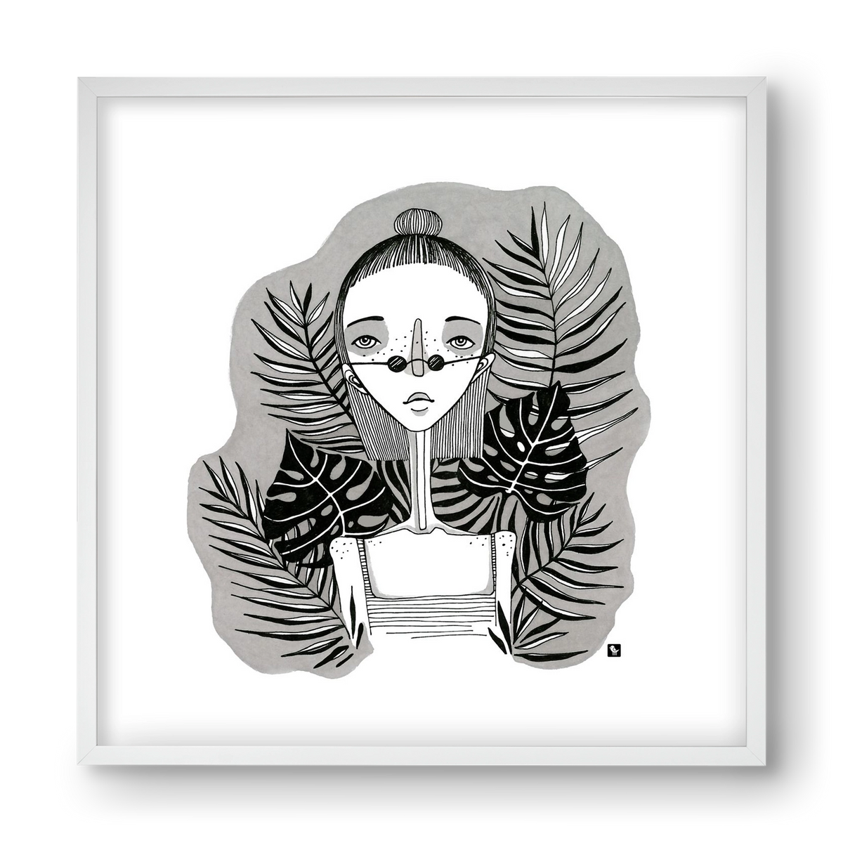 Floryn, 40x40 cm (40x40 cm), Fehér keret