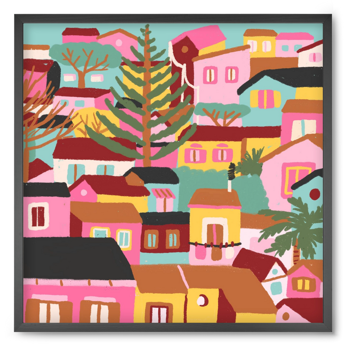 Modica város részlet, 50x50 cm (50x50 cm), Fekete keret