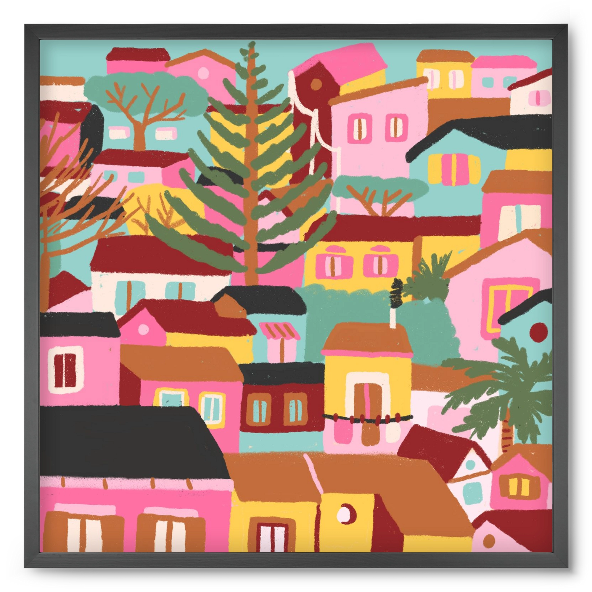 Modica város részlet, 50x50 cm (50x50 cm), Fekete keret