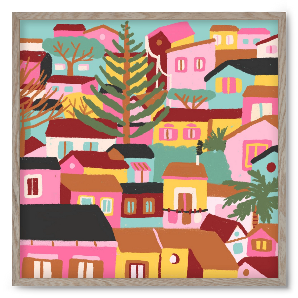 Modica város részlet, 50x50 cm (50x50 cm), Tölgy keret