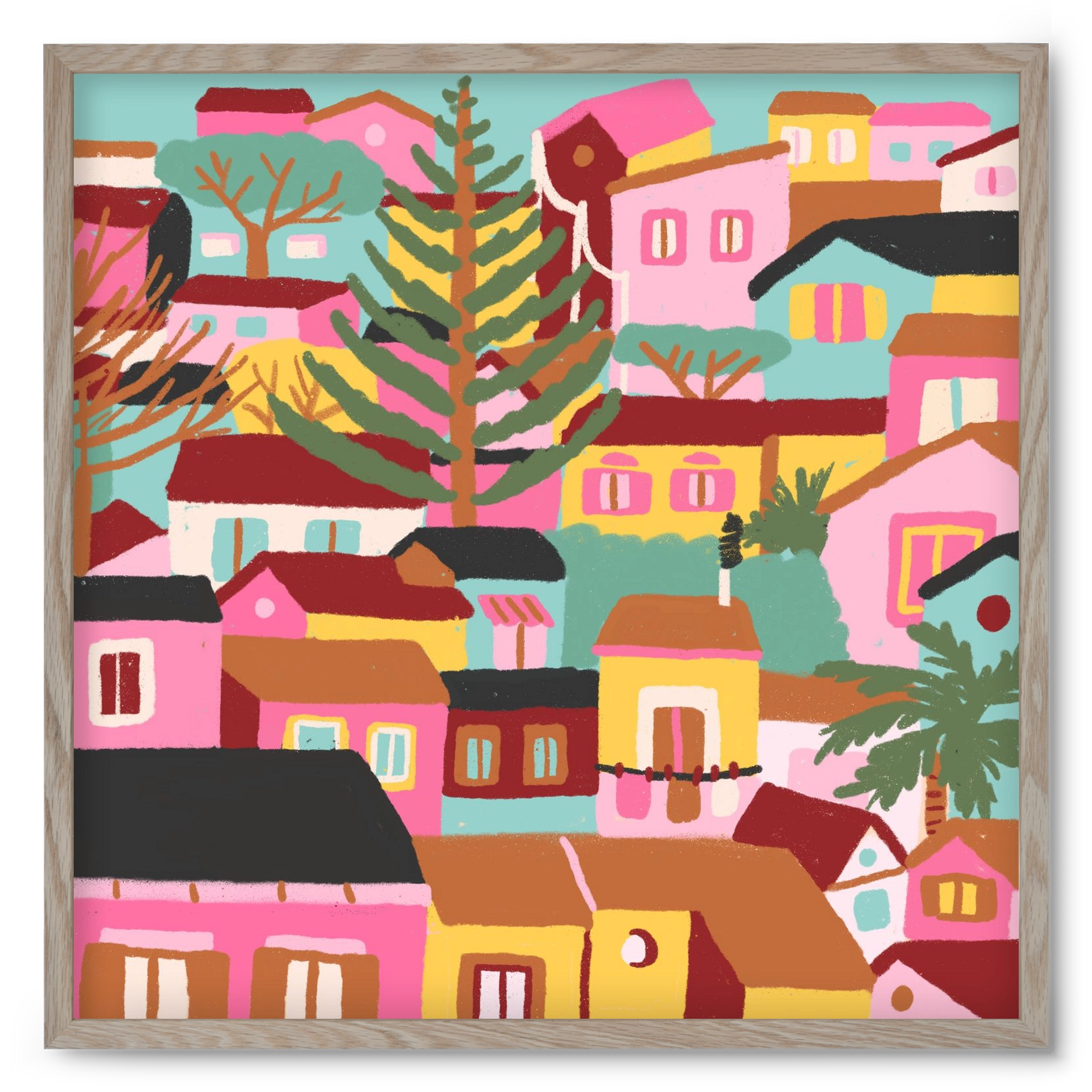 Modica város részlet, 50x50 cm (50x50 cm), Tölgy keret