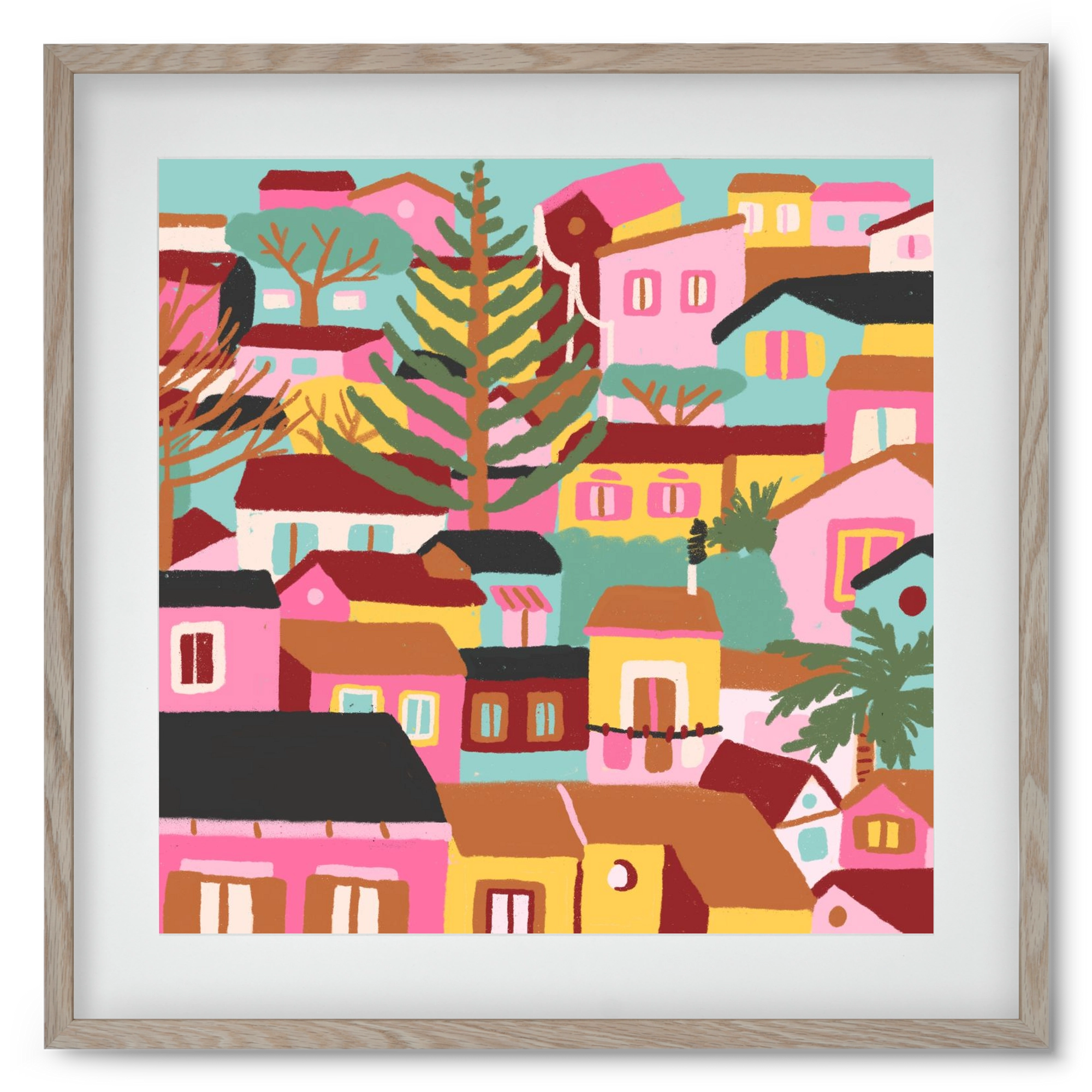 Modica város részlet, 50x50 cm (40x40 cm), Tölgy keret, paszpartuval