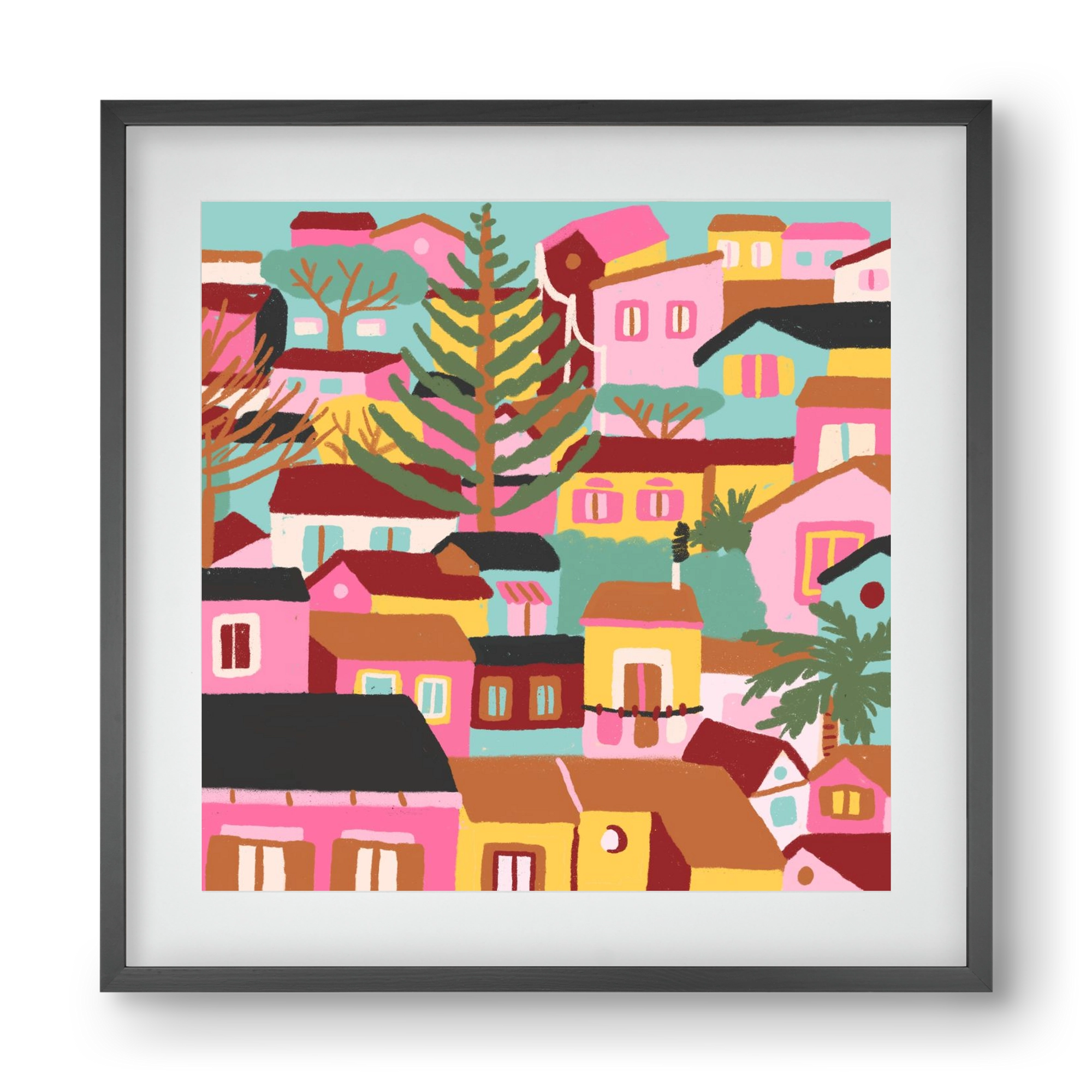 Modica város részlet, 40x40 cm (30x30 cm), Fekete keret, paszpartuval