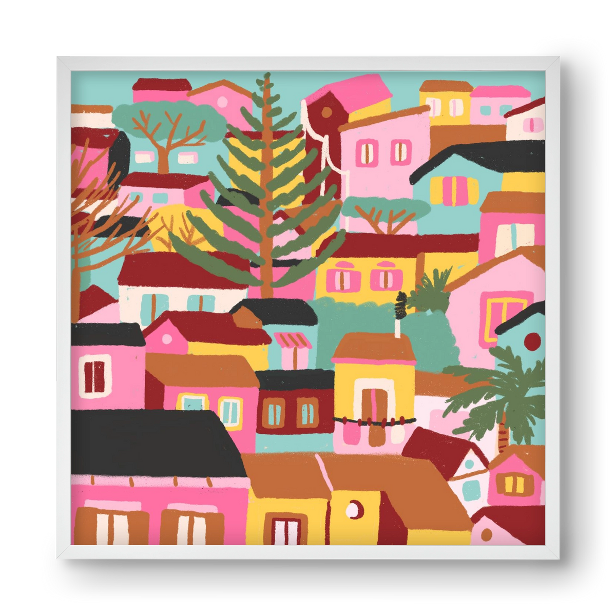 Modica város részlet, 40x40 cm (40x40 cm), Fehér keret