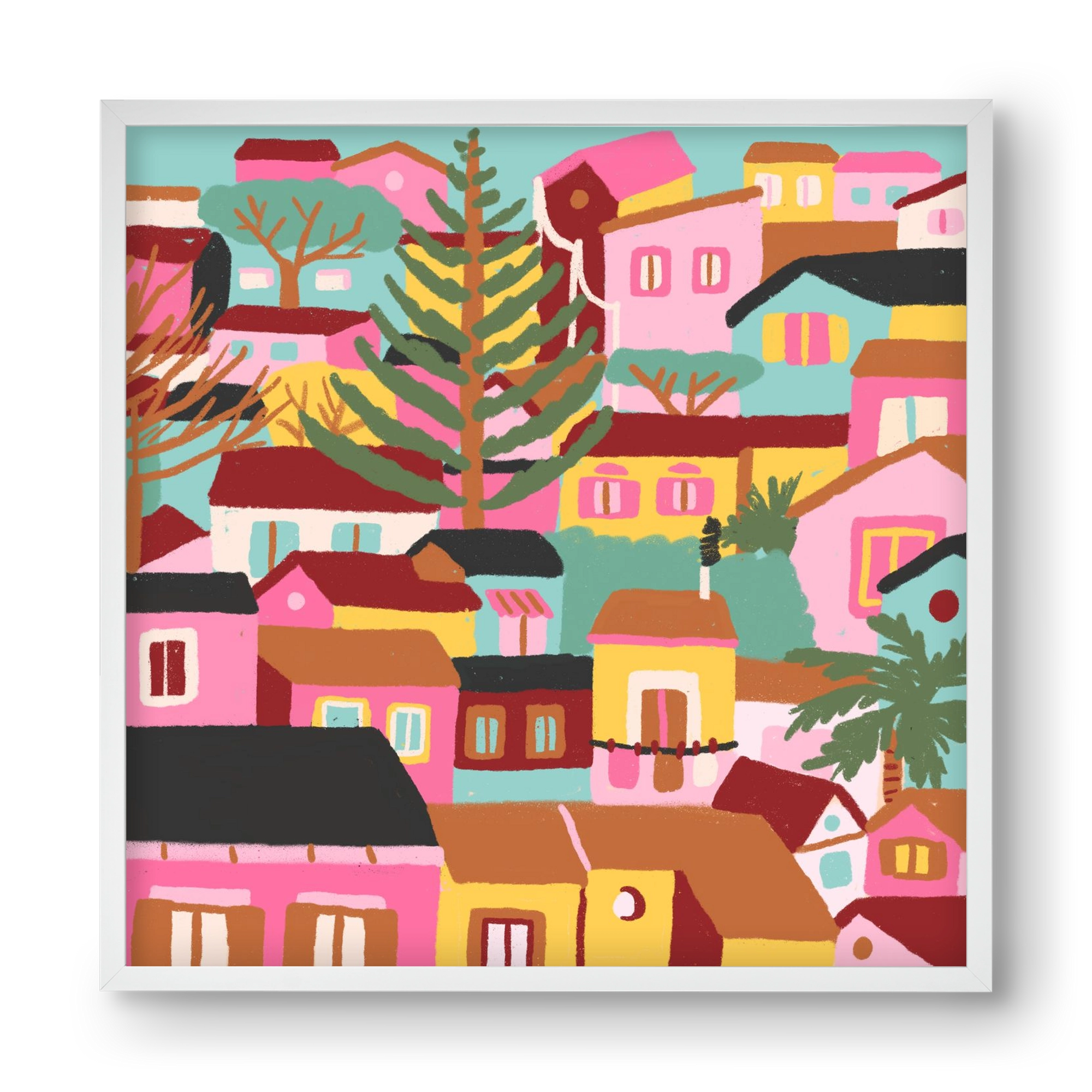 Modica város részlet, 40x40 cm (40x40 cm), Fehér keret