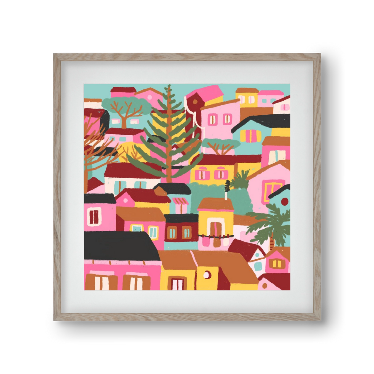 Modica város részlet, 30x30 cm (20x20 cm), Tölgy keret, paszpartuval