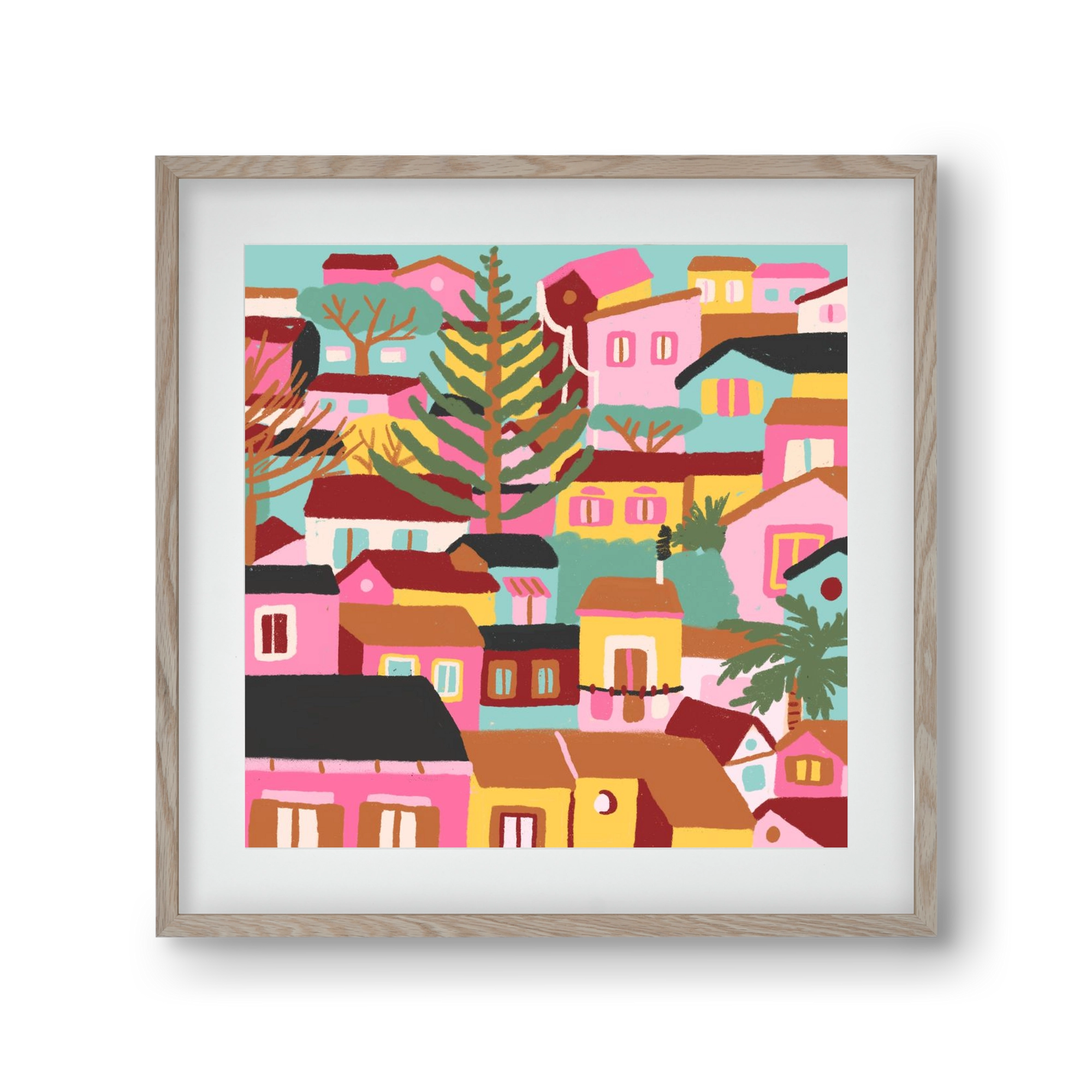 Modica város részlet, 30x30 cm (20x20 cm), Tölgy keret, paszpartuval