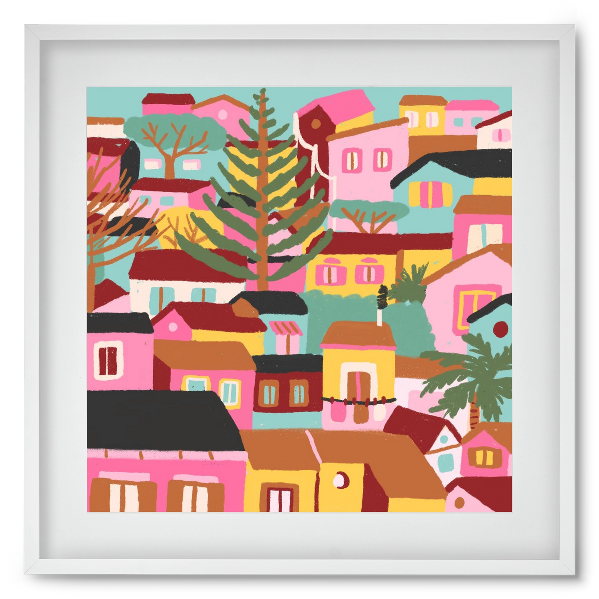 Modica város részlet, 50x50 cm (40x40 cm), Fehér keret, paszpartuval