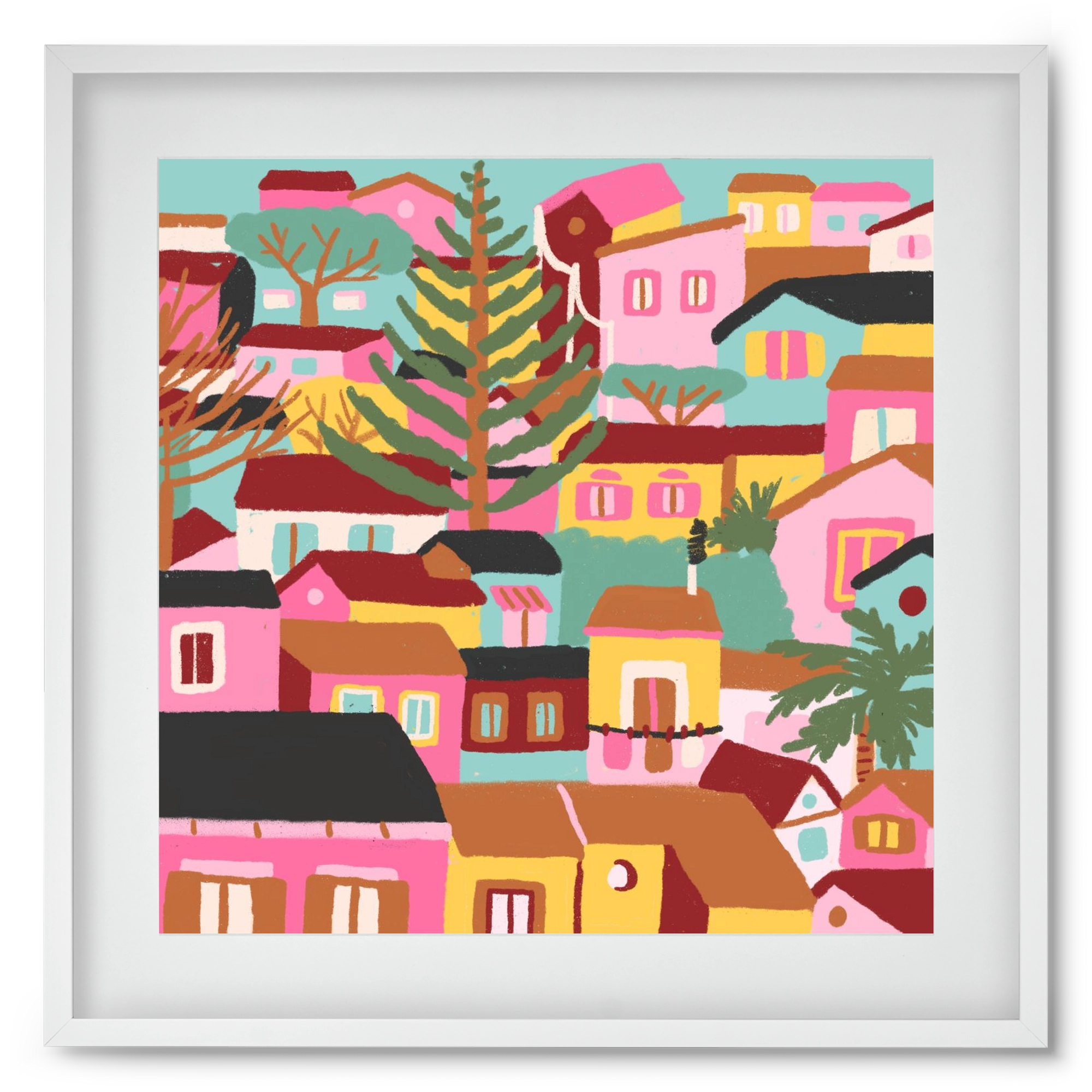 Modica város részlet, 50x50 cm (40x40 cm), Fehér keret, paszpartuval