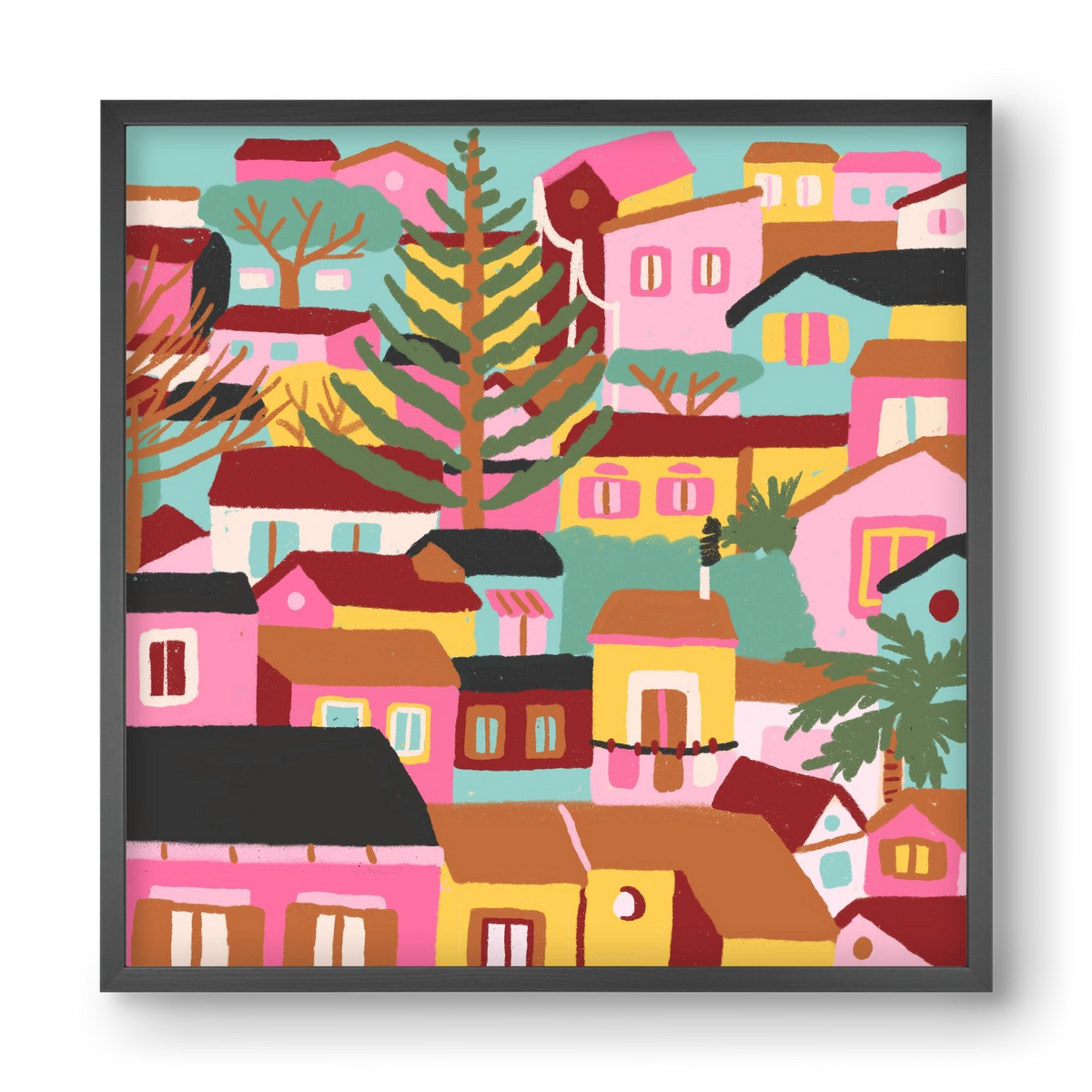 Modica város részlet, 40x40 cm (40x40 cm), Fekete keret