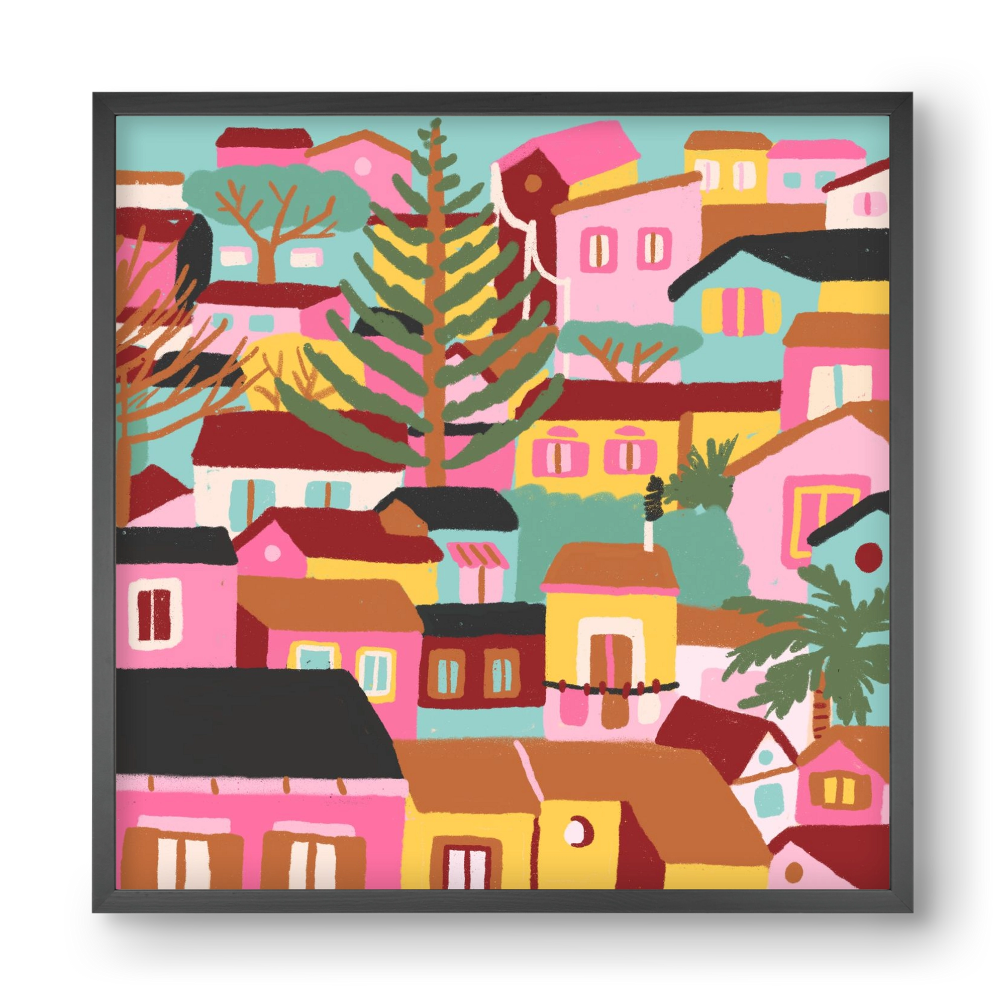 Modica város részlet, 40x40 cm (40x40 cm), Fekete keret