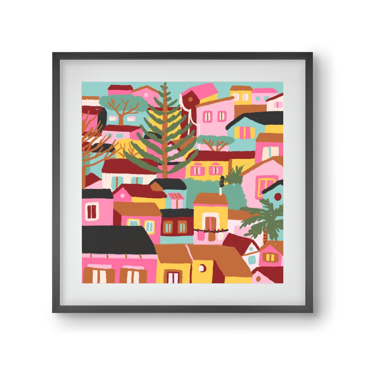 Modica város részlet, 30x30 cm (20x20 cm), Fekete keret, paszpartuval