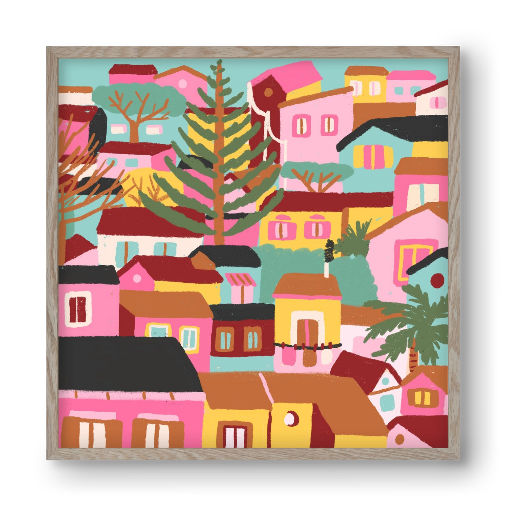 Modica város részlet, 40x40 cm (40x40 cm), Tölgy keret