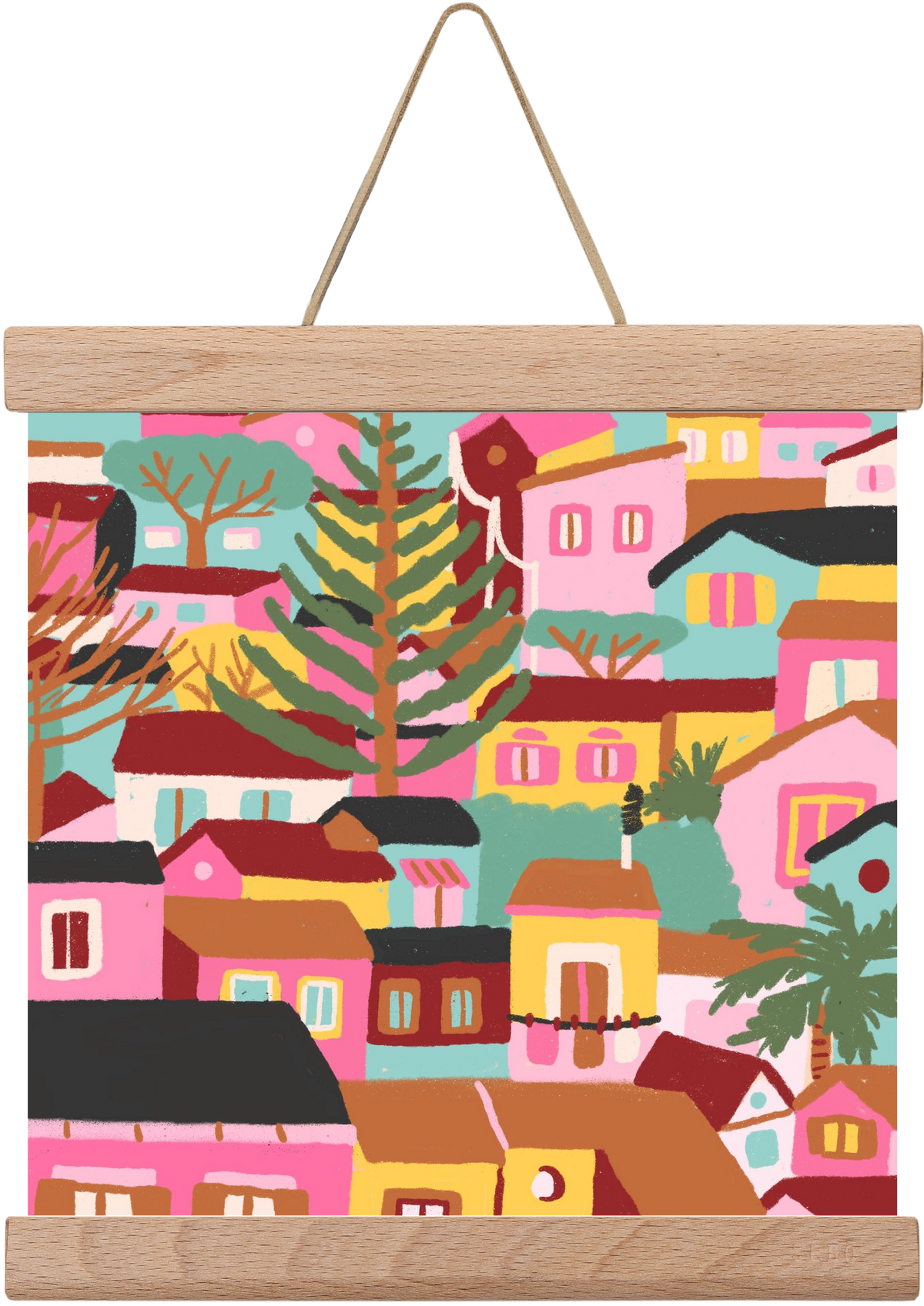 Modica város részlet, 20x20 cm (20x20 cm), Tölgy akasztó