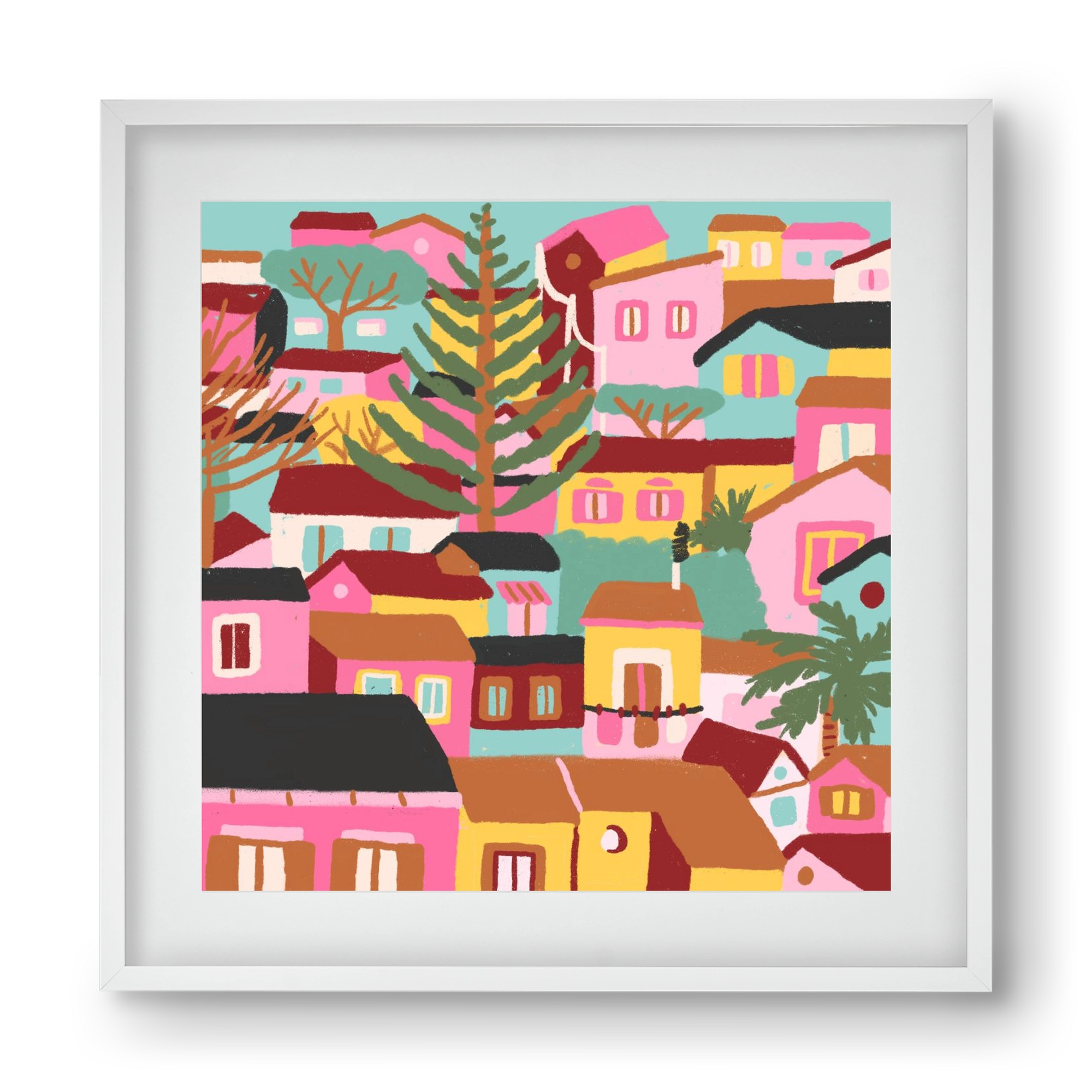 Modica város részlet, 40x40 cm (30x30 cm), Fehér keret, paszpartuval