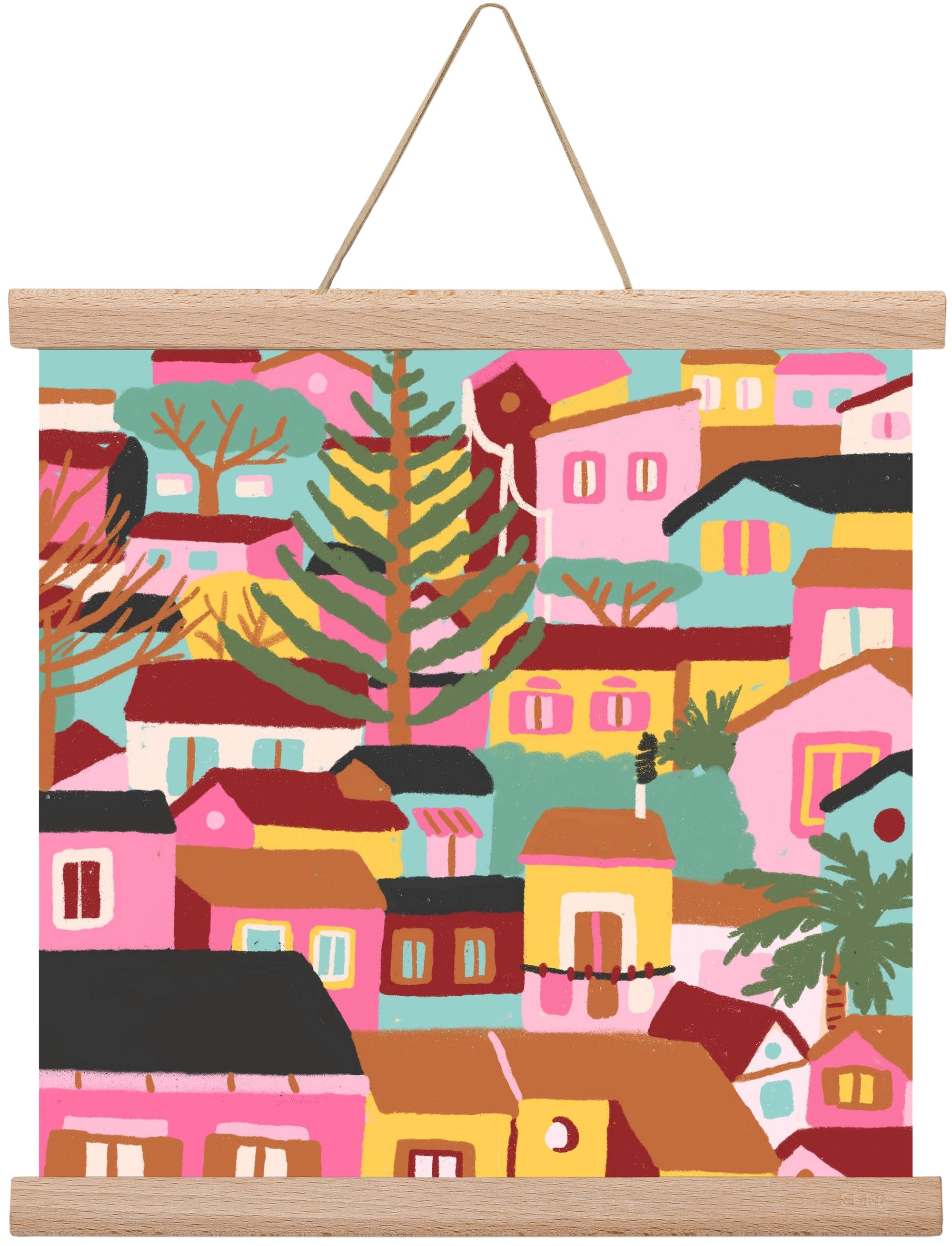 Modica város részlet, 30x30 cm (30x30 cm), Tölgy akasztó