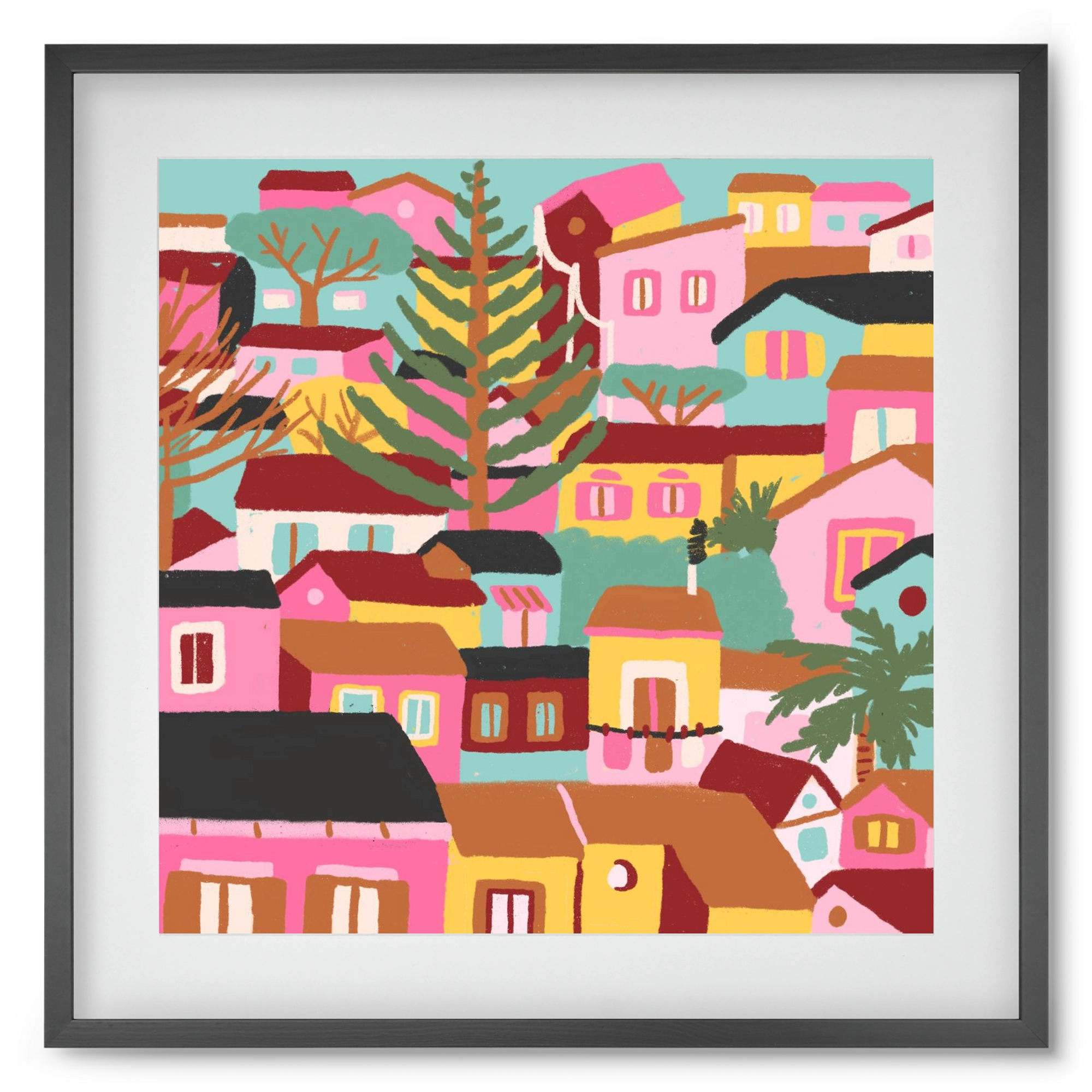 Modica város részlet, 50x50 cm (40x40 cm), Fekete keret, paszpartuval