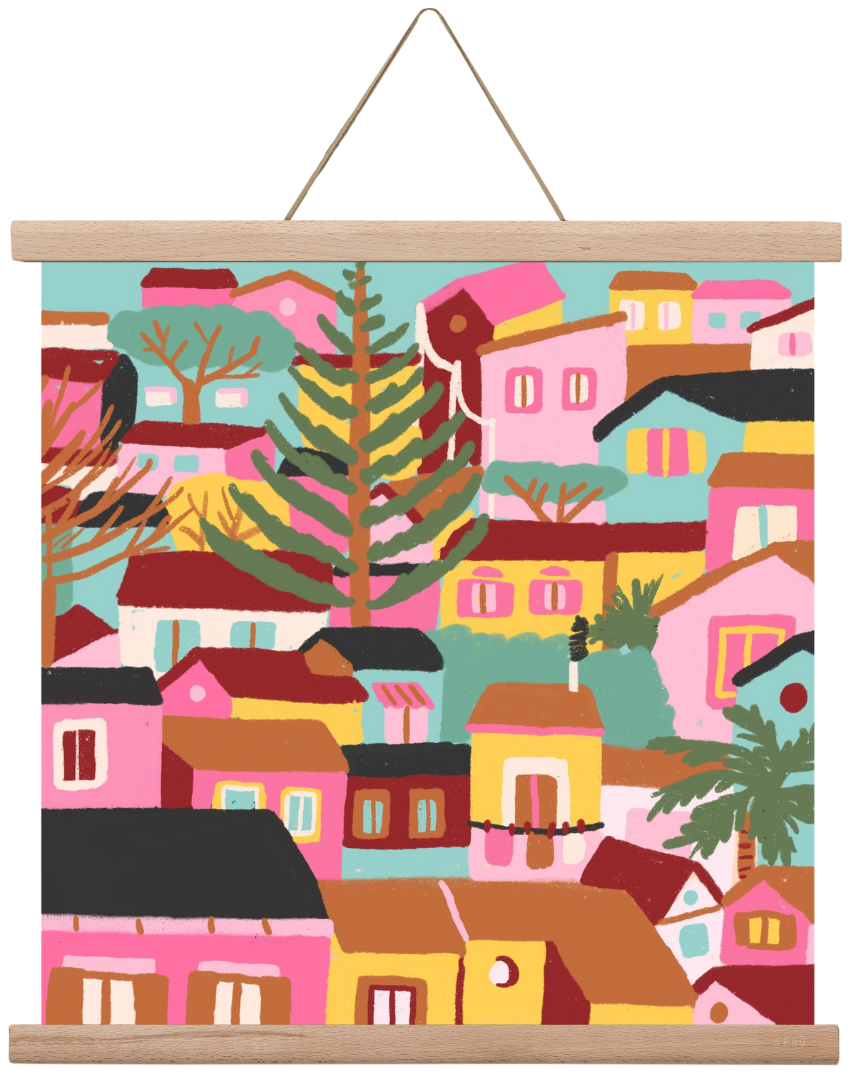 Modica város részlet, 40x40 cm (40x40 cm), Tölgy akasztó