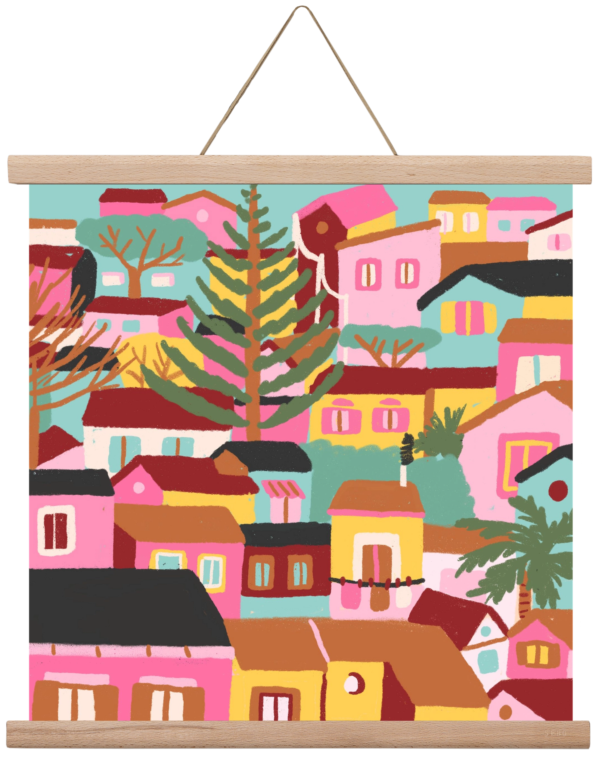 Modica város részlet, 40x40 cm (40x40 cm), Tölgy akasztó